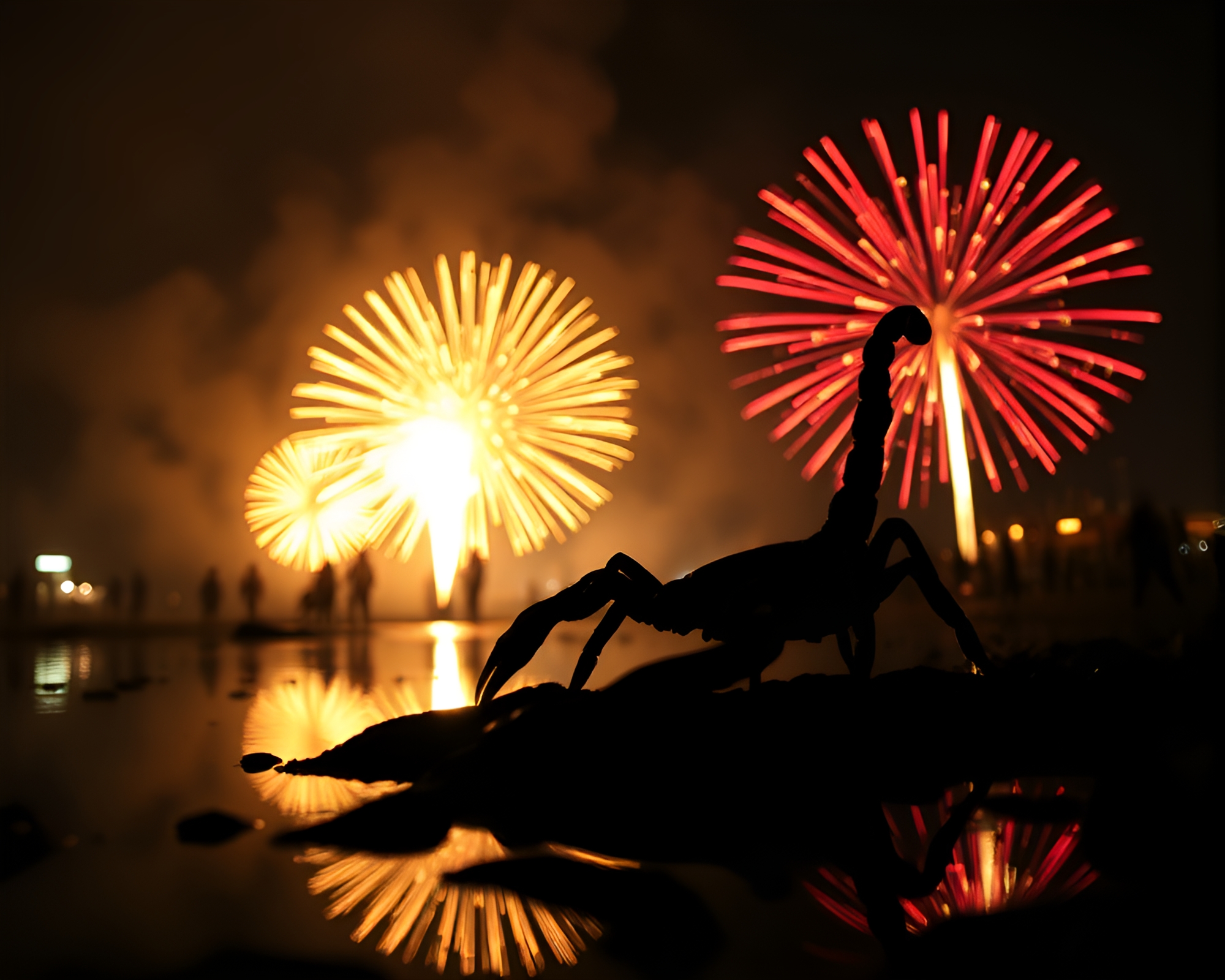 Scorpion Dance in Festival Fireworks Glow – free AI stock image