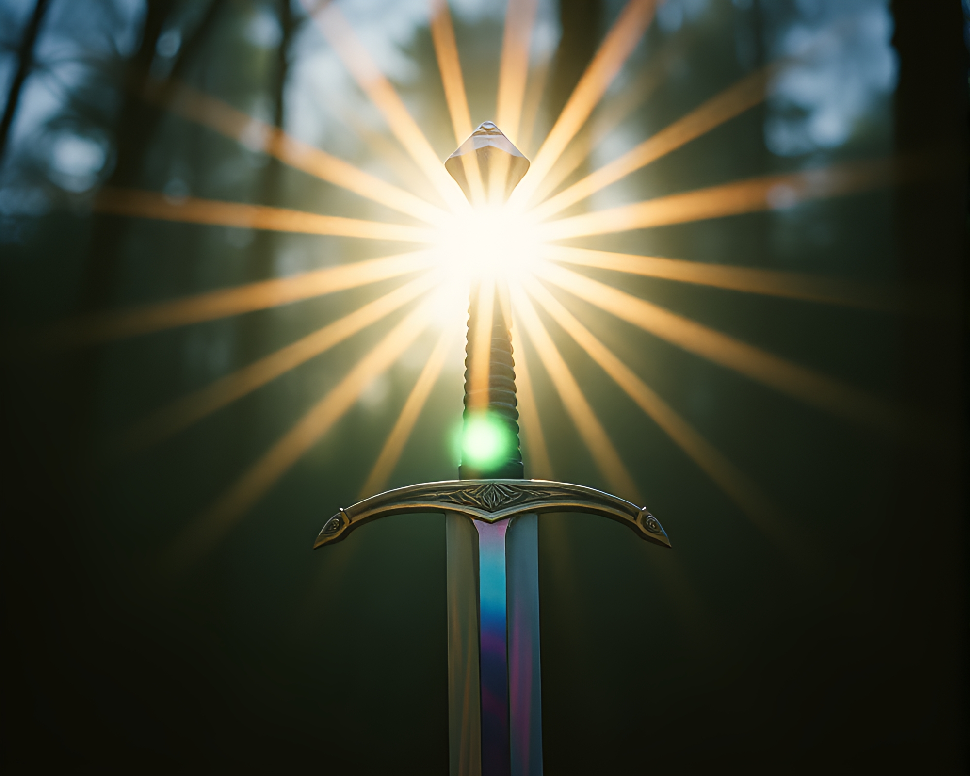 Magical Sword Shrouded in Sunlight – free AI stock image