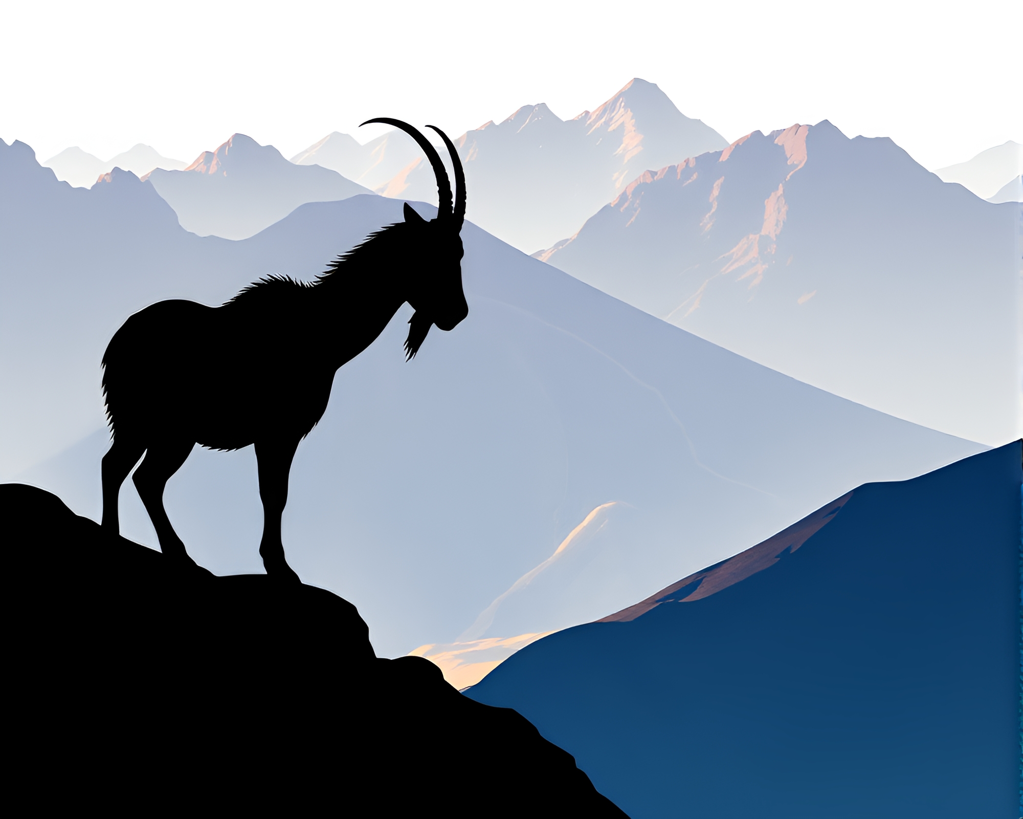 Silhouetted Mountain Goat in Analogous Shadows – free AI stock image