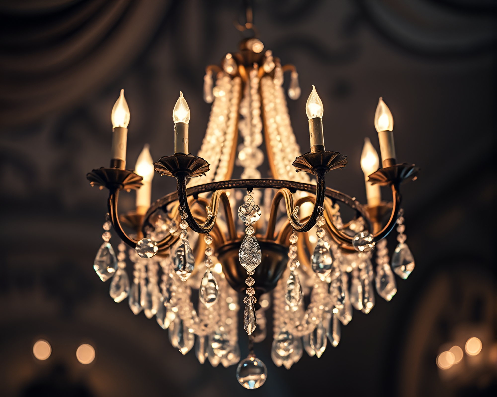 Victorian Chandelier Illuminated in Phosphorescent Light – free AI stock image