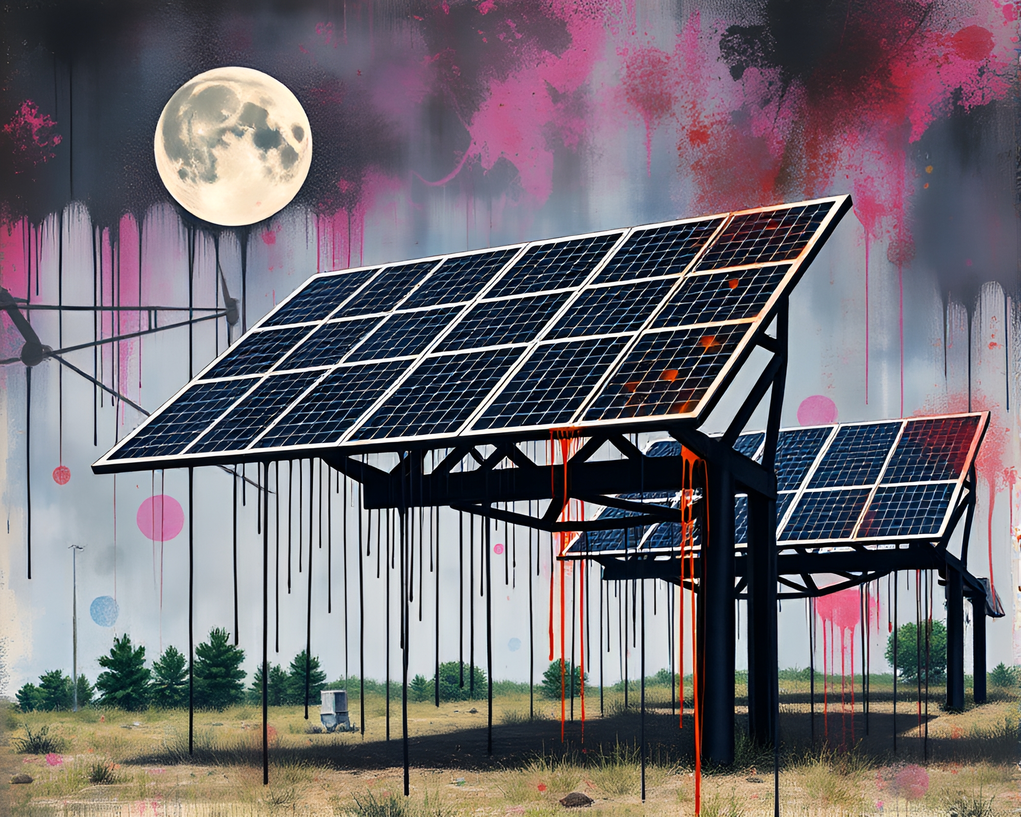 Spray Paint Drips Among Necromantic Solar Shadows – free AI stock image