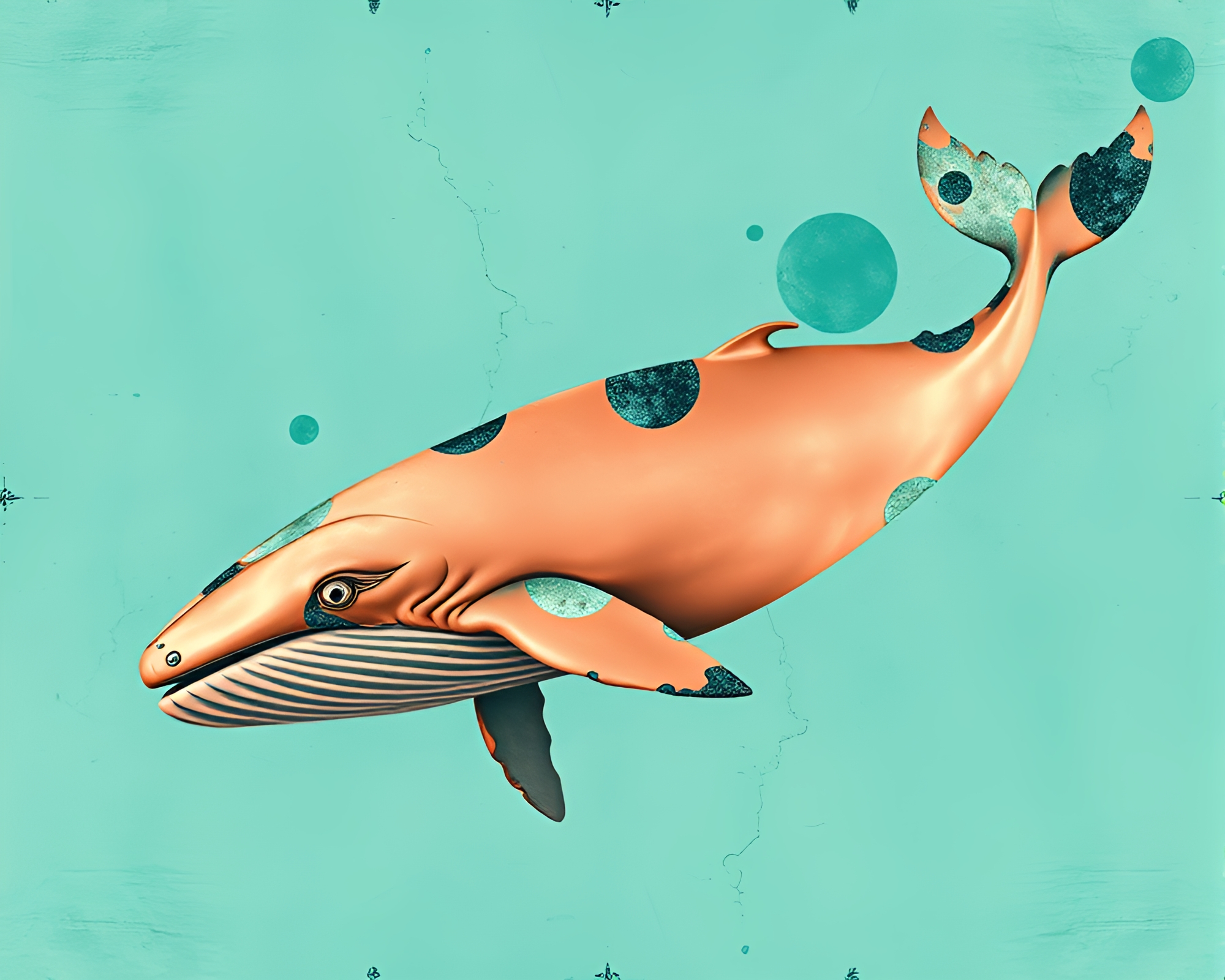 Whale Encased in Copper Verdigris Photocollage – free AI stock image
