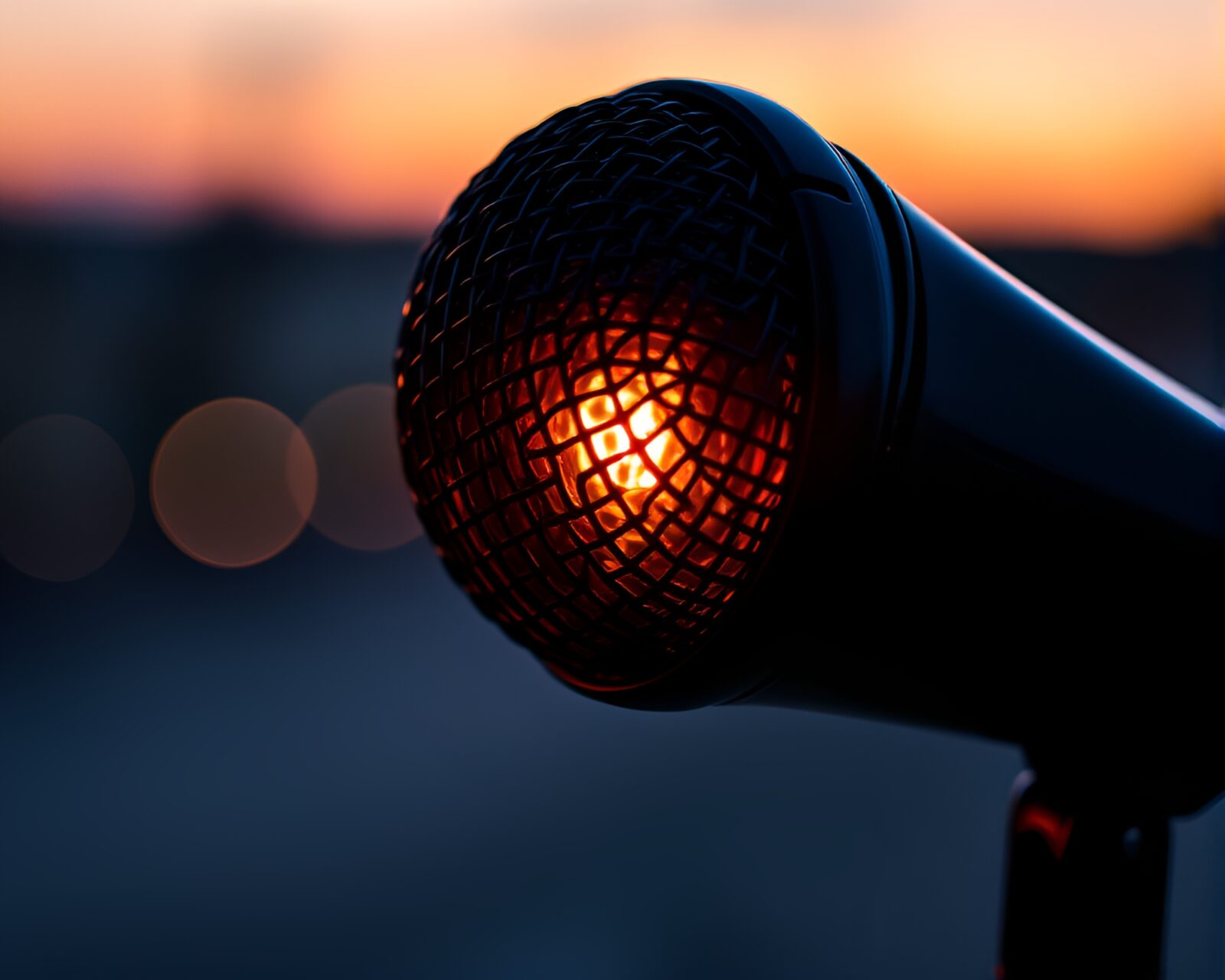 HDR photo showing a microphone bathed in soft morning glow