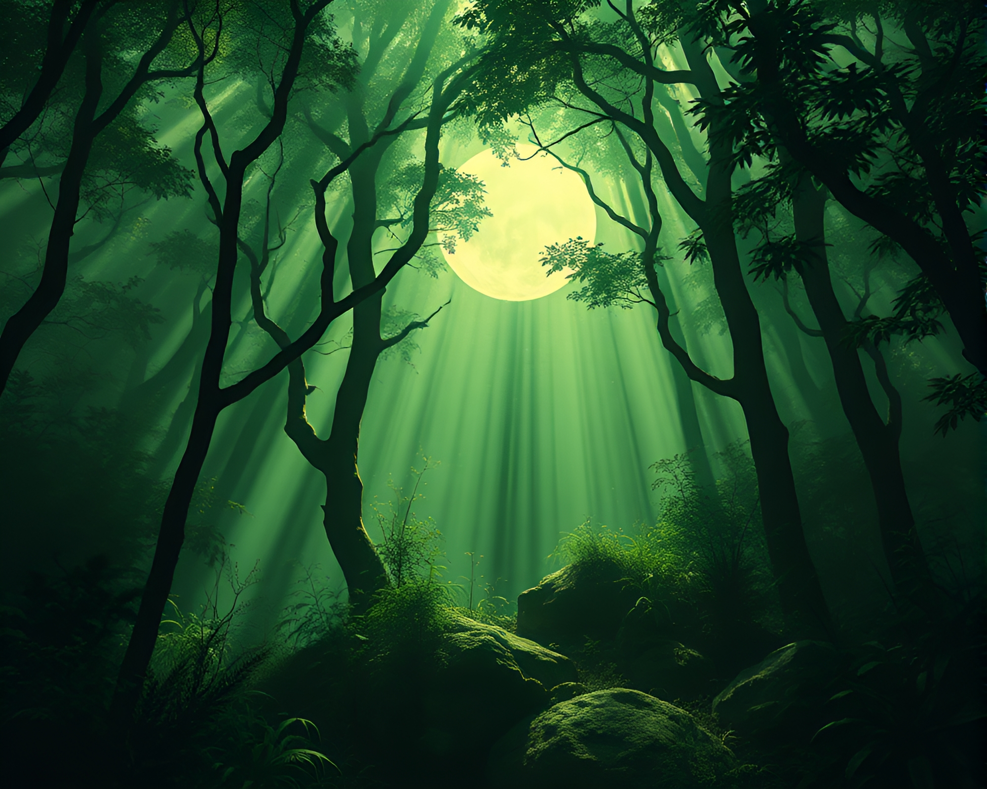 Enchanting Magic Circle Ritual in Lush Rainforest – free AI stock image