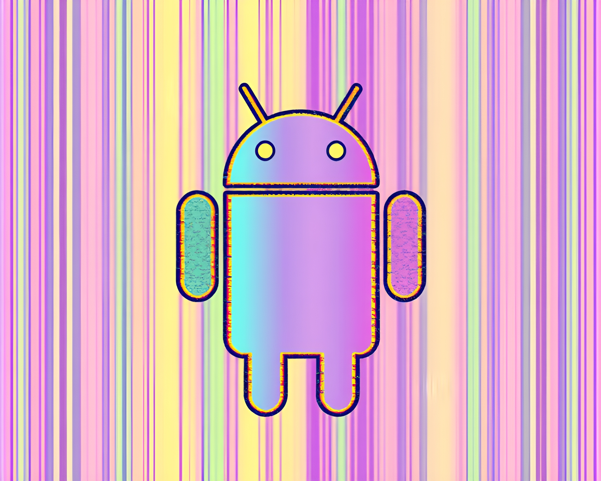 Futuristic Android in 16-bit Foil Stamp Art – free AI stock image