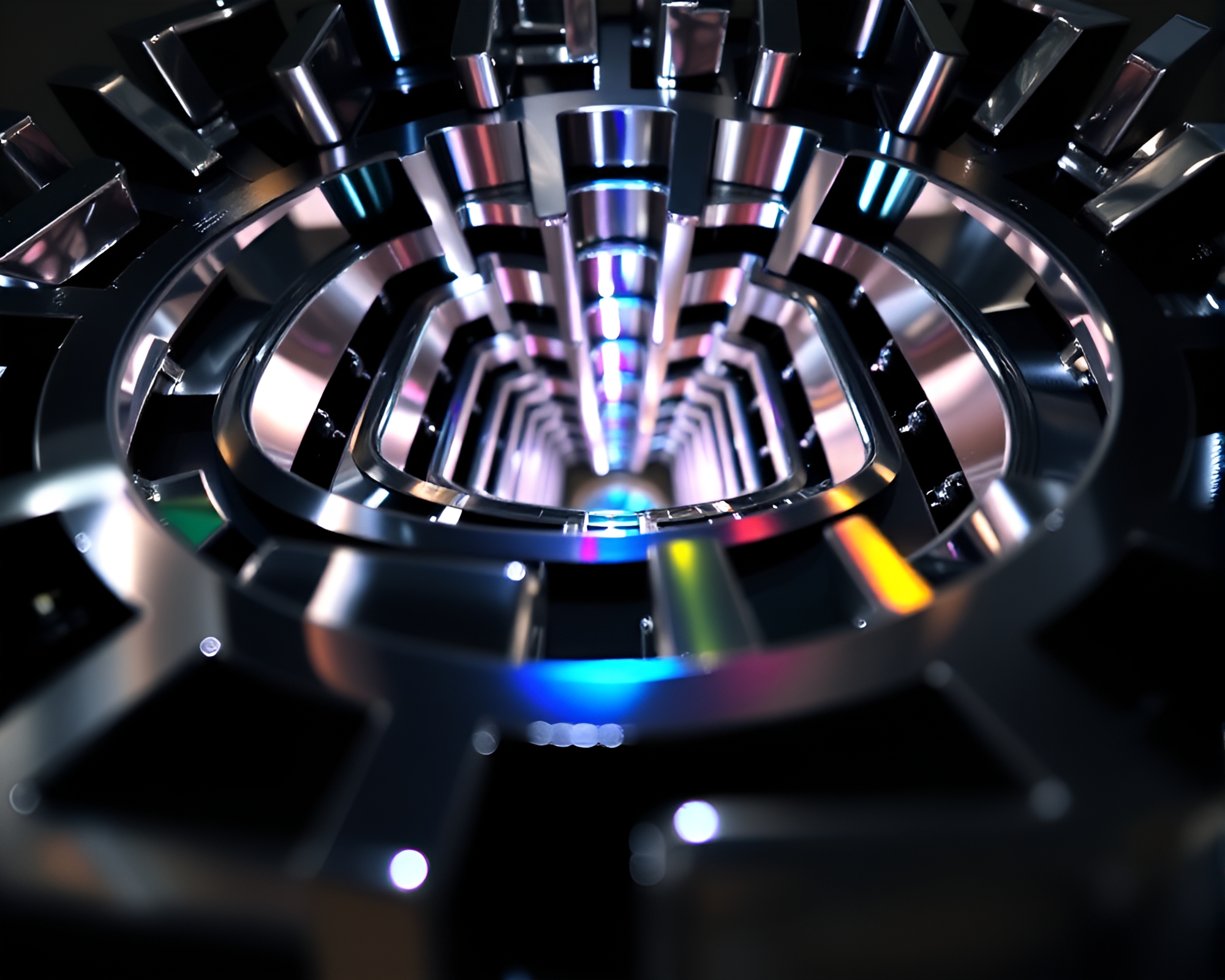 Engraved mirror maze with iridescent highlights – free AI stock image