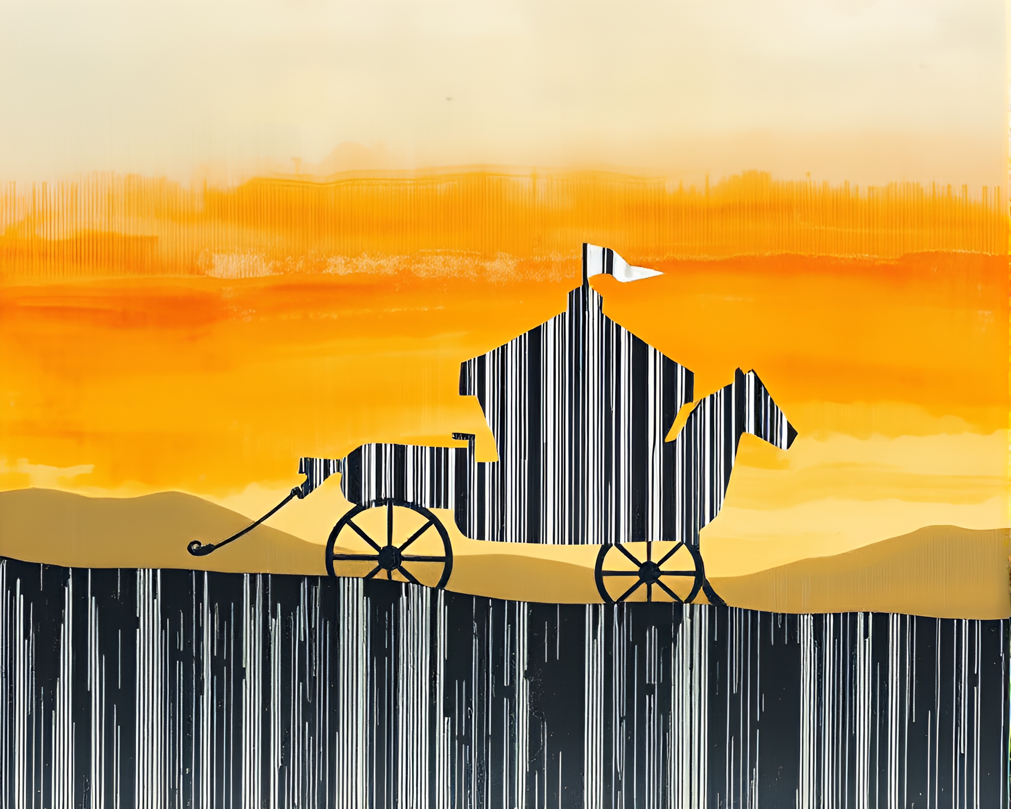 Chariot Barcode: Acid Wash Landscape Etching – free AI stock image