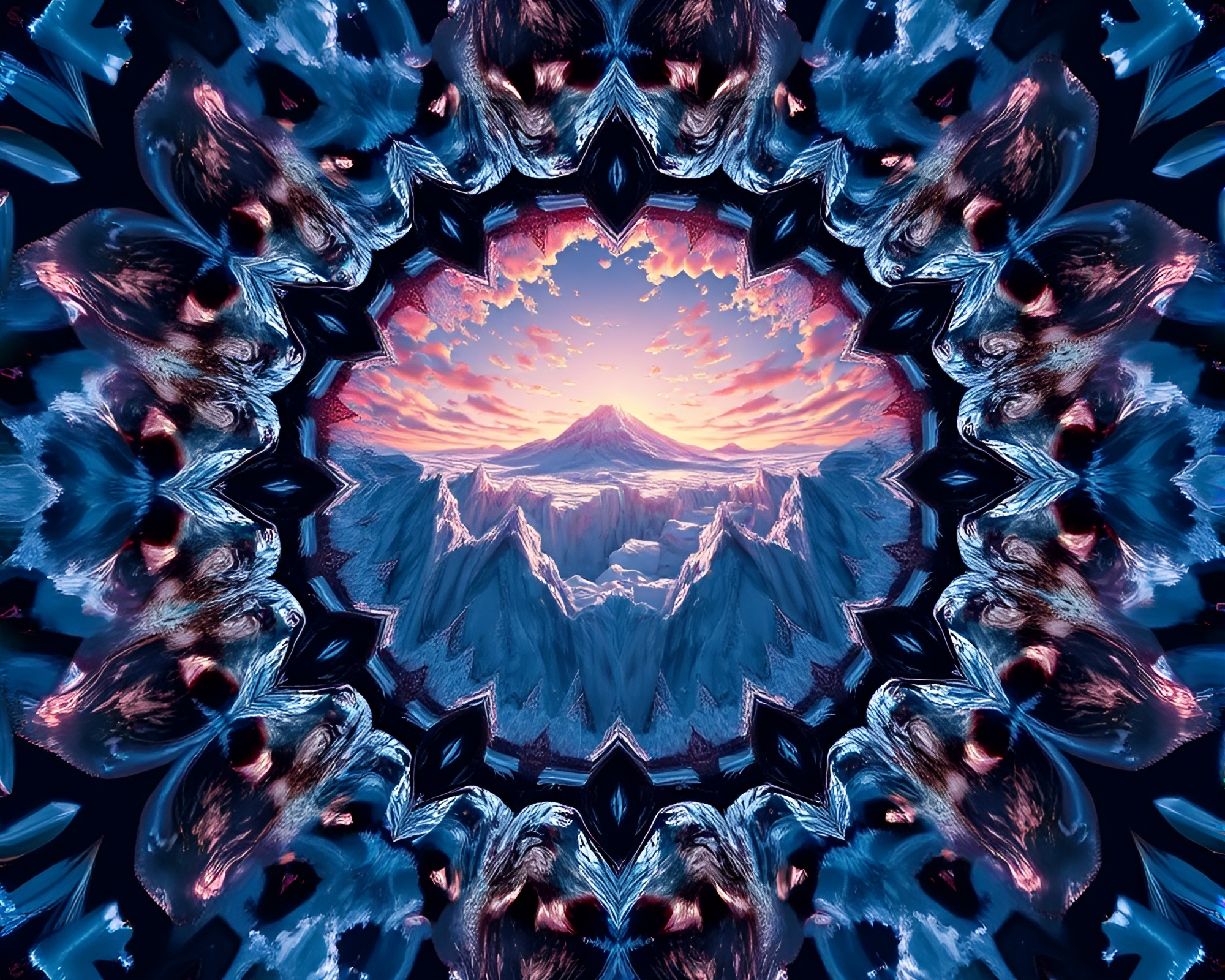 Anime Glacier Kaleidoscope View – free AI stock image