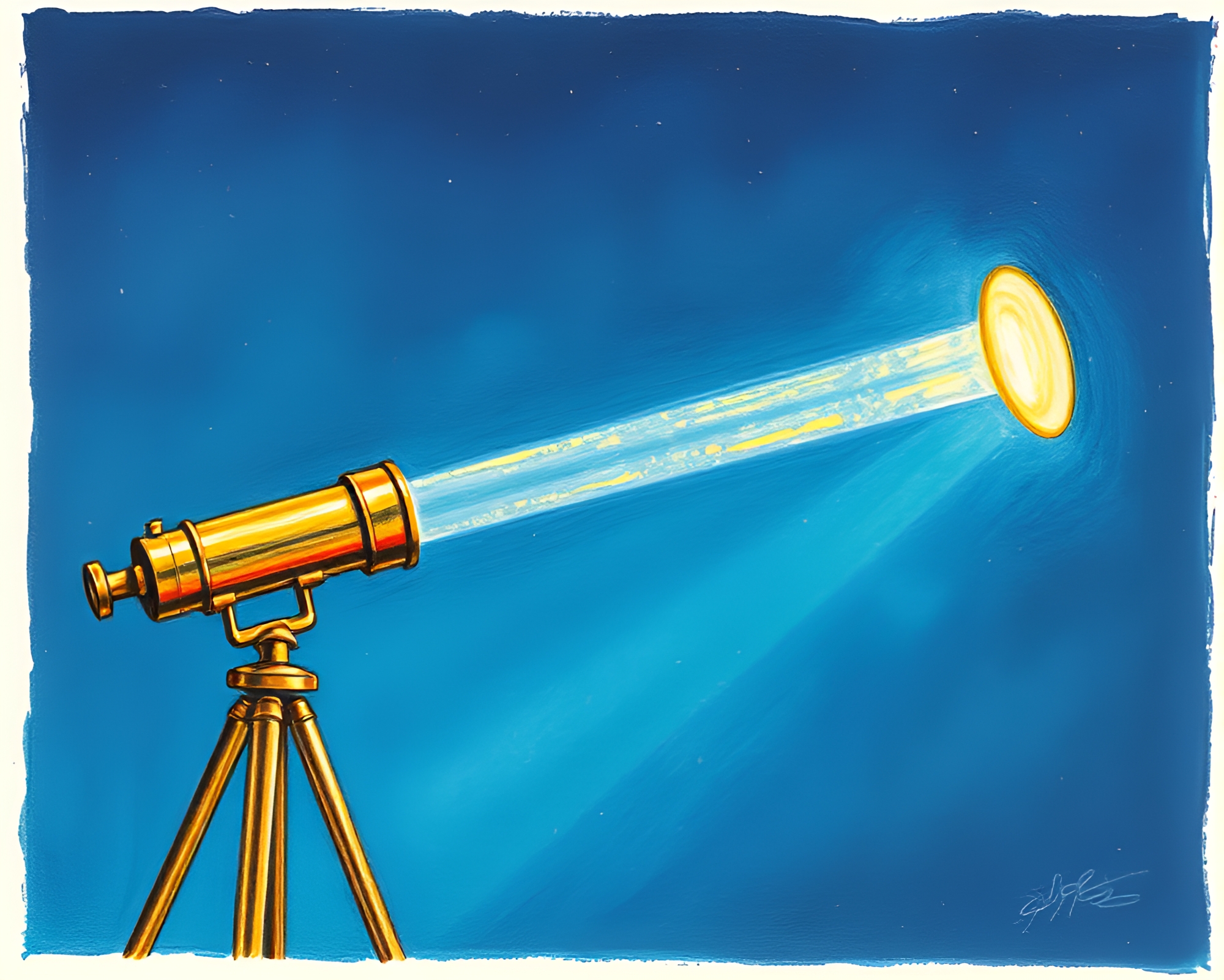 Iridescent Brass Telescope in Conté Crayon Light Leak Composition – free AI stock image