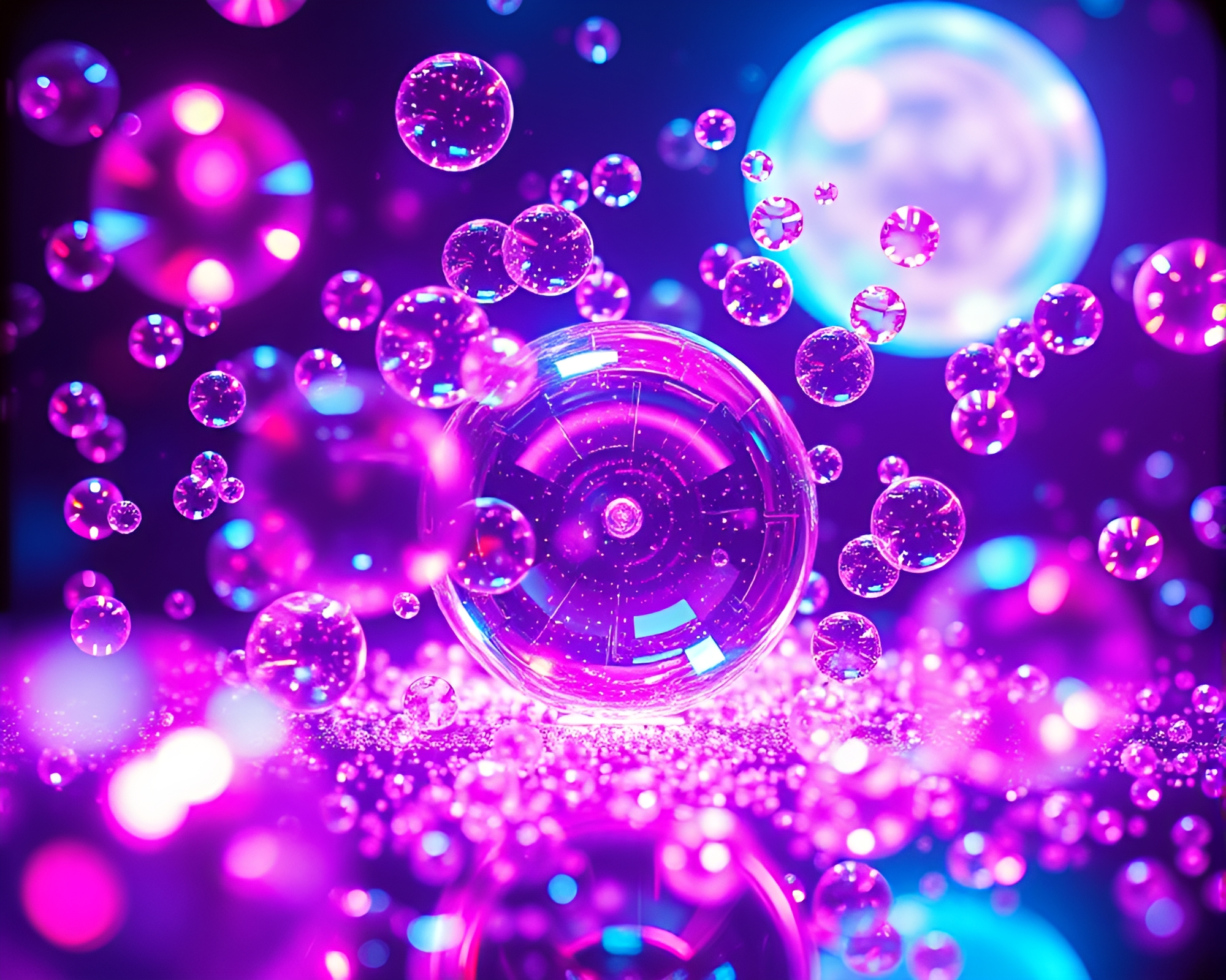 Neon Bubble Clusters: Quantum Teleportation Prism – free AI stock image