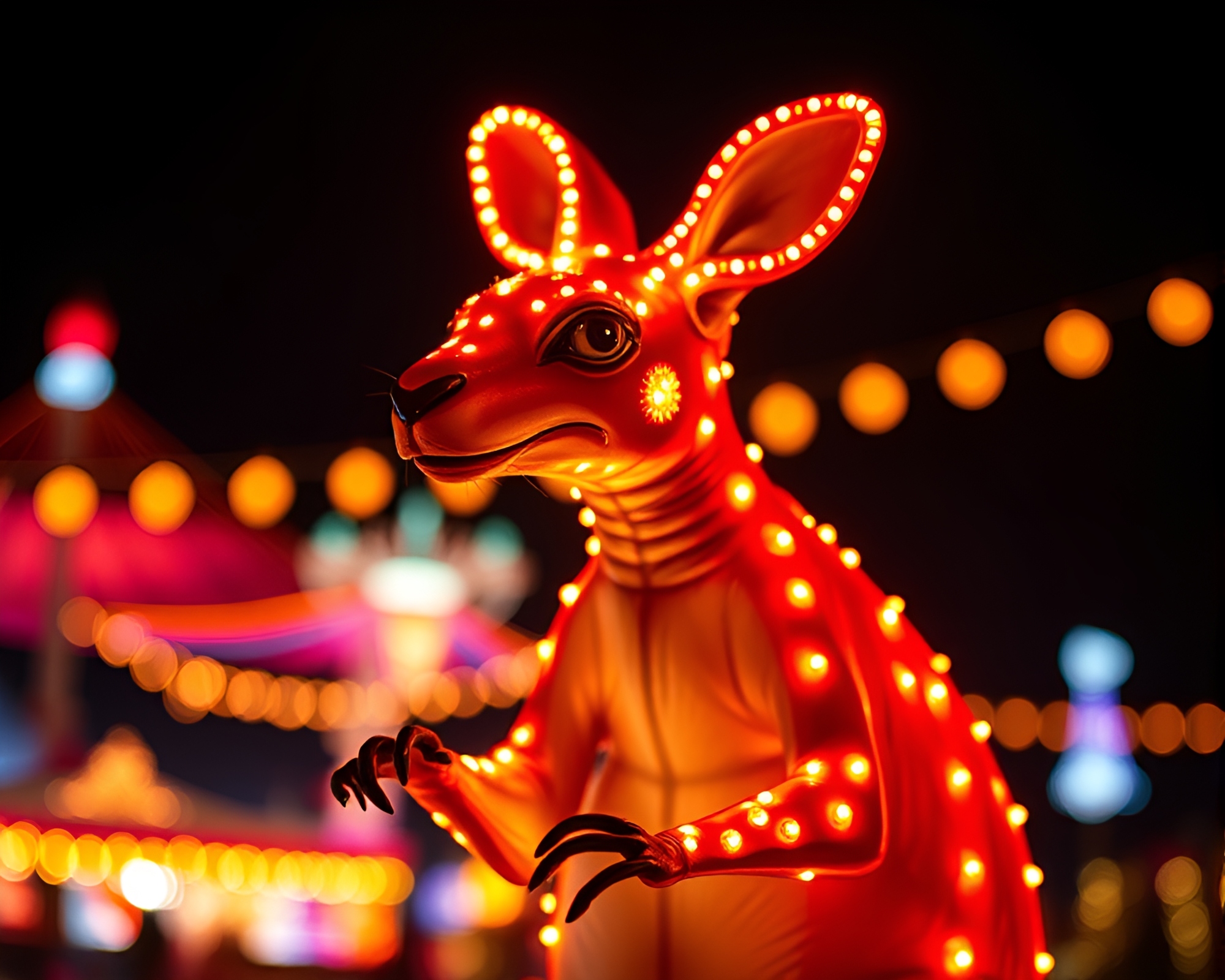 Vibrant Kangaroo at Off-Center Carnival – free AI stock image