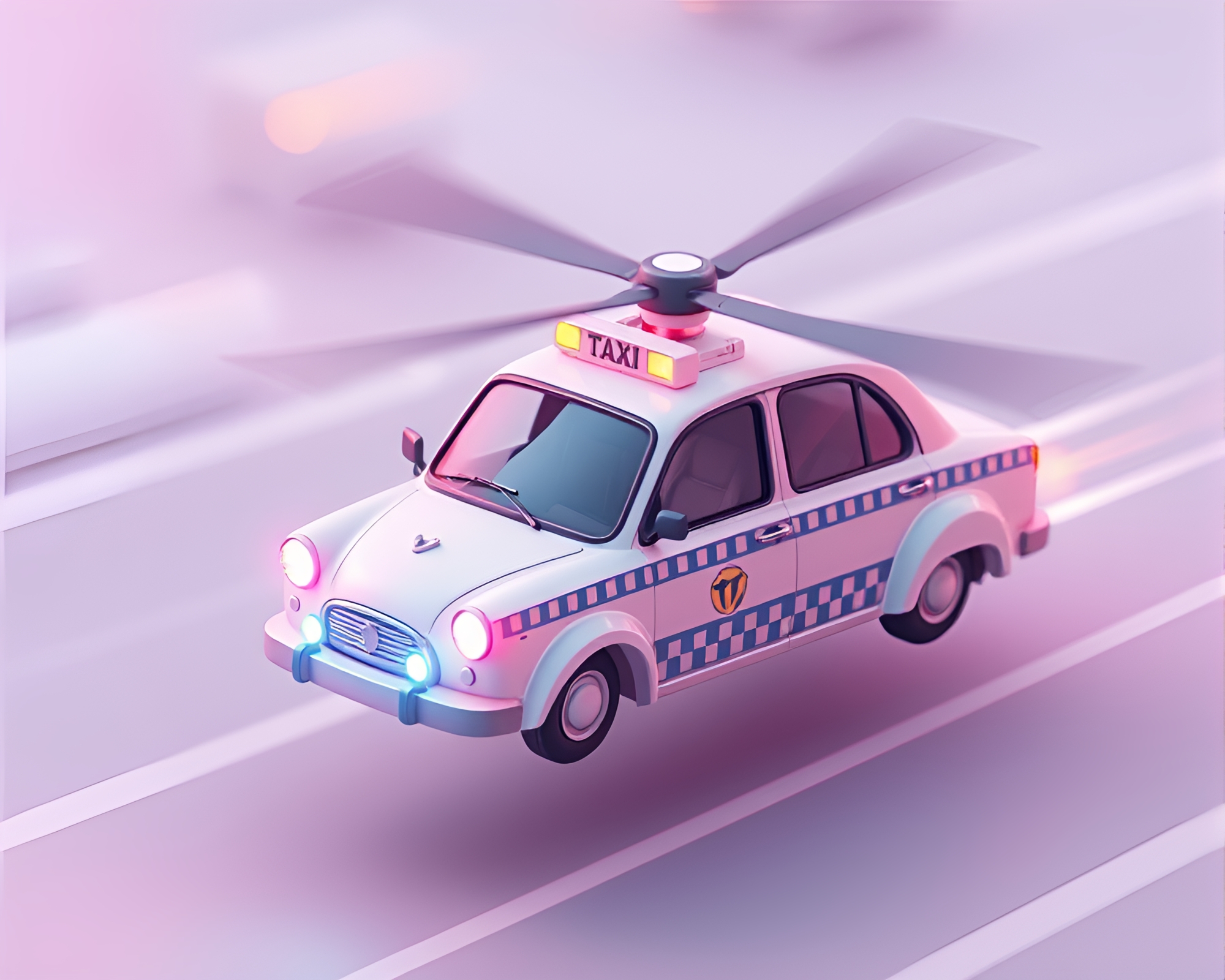 Futuristic Hover Taxi in Acid Wash Palette – free AI stock image