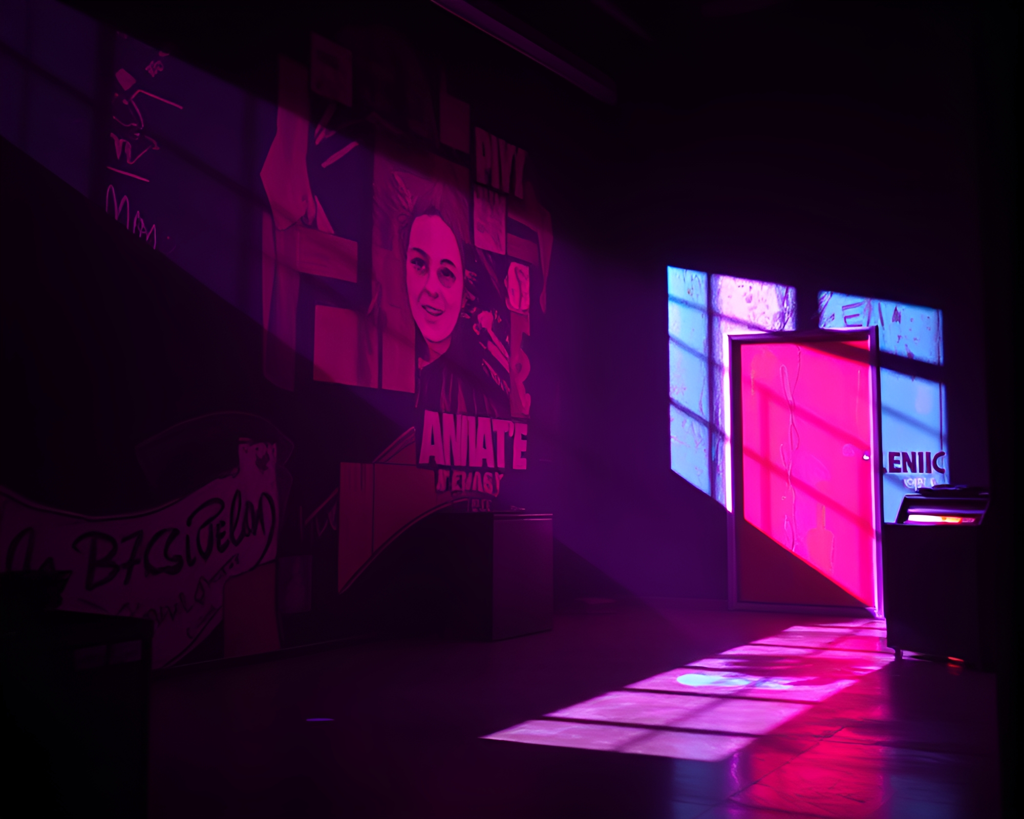 Abstract Expressionism Synthwave Studio Shot – free AI stock image