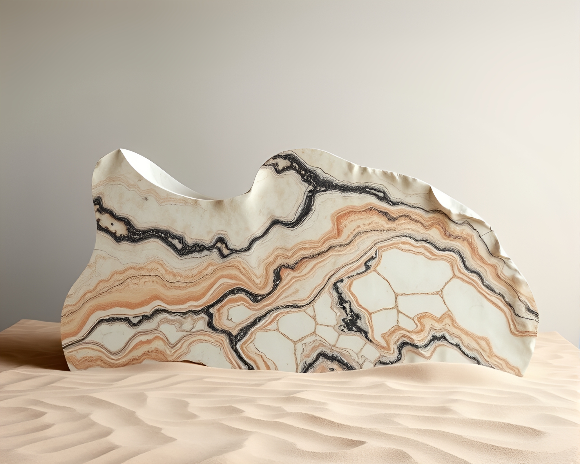 Chalk-Scrawled Desert Oasis: A Bio-Organic Marble Dream – free AI stock image