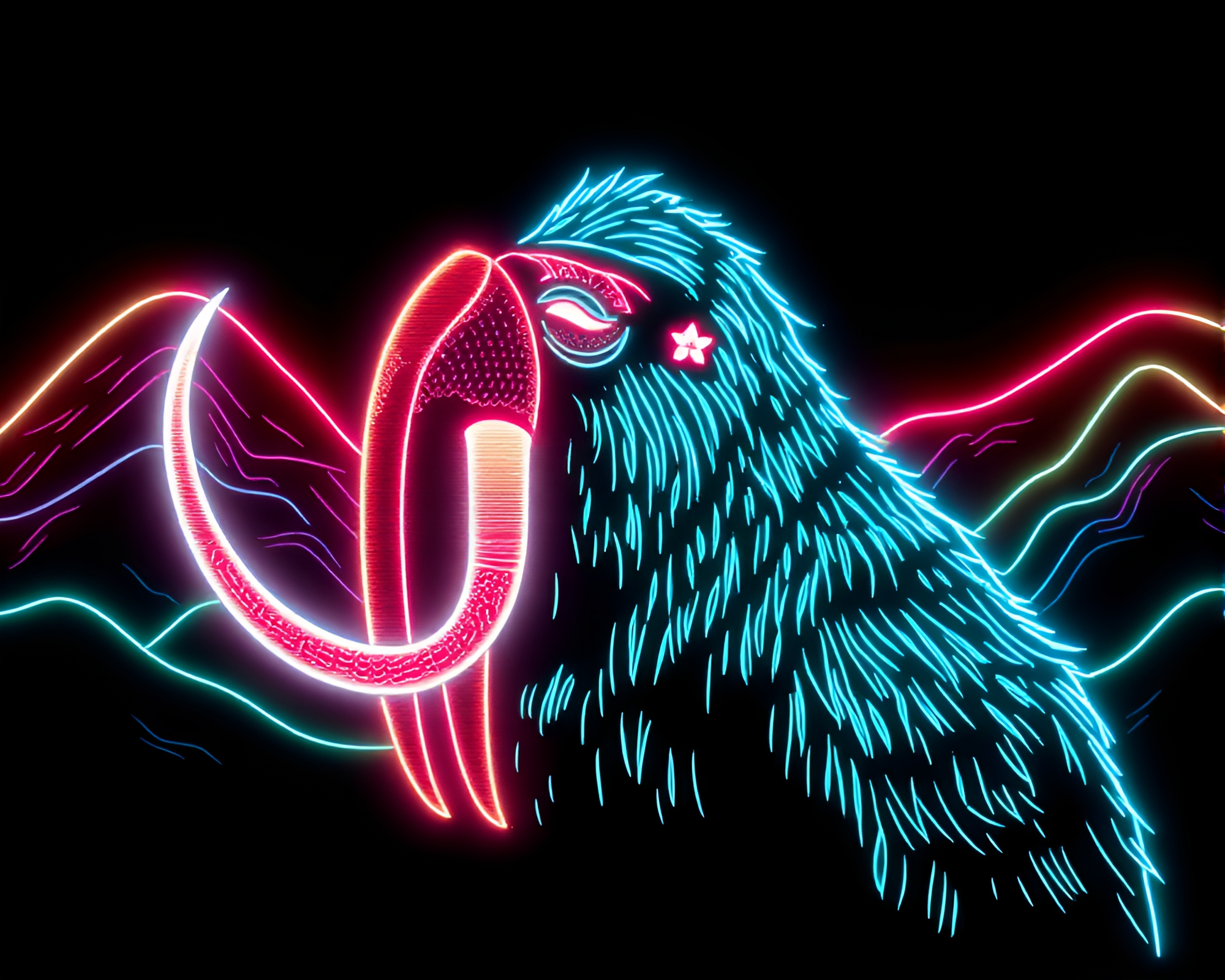 Neon Graffiti Walrus in X-Ray Pixelation – free AI stock image