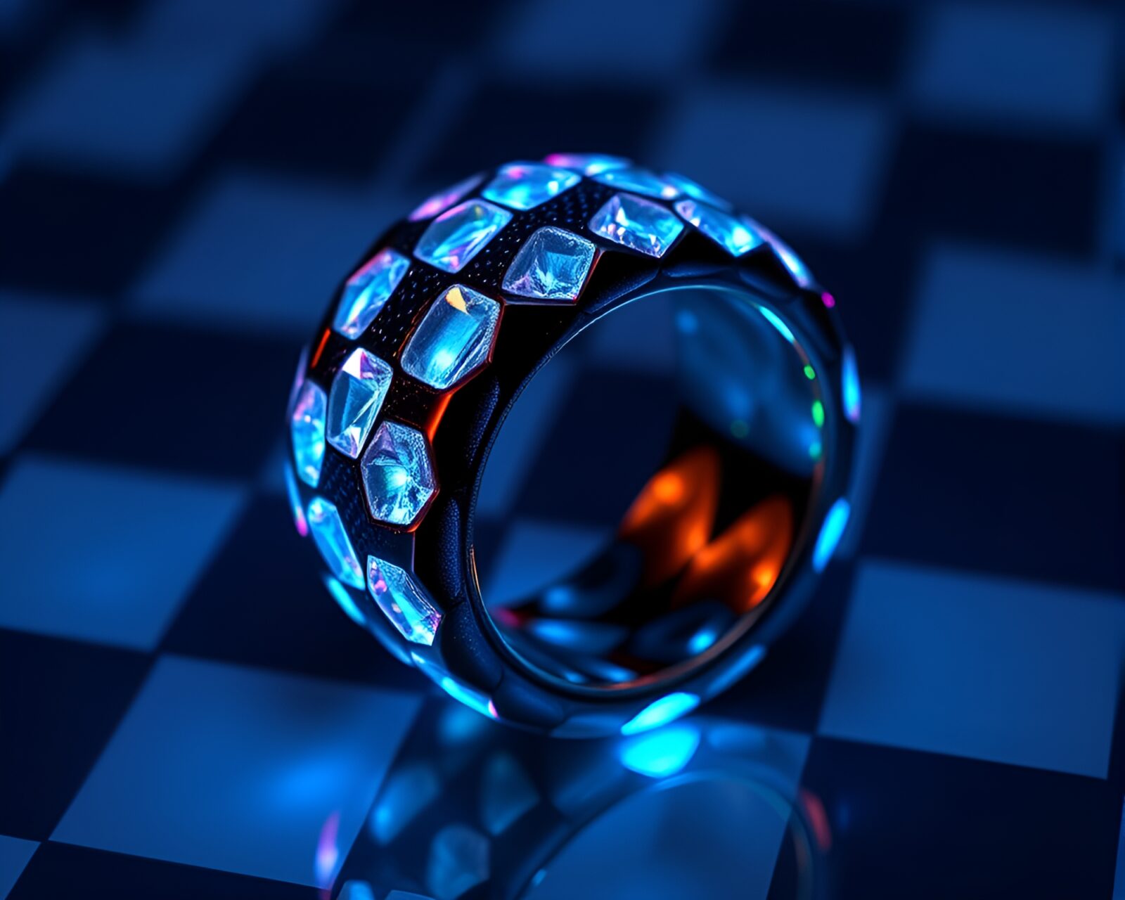 Glowing ring on patterned abstract background by AI art