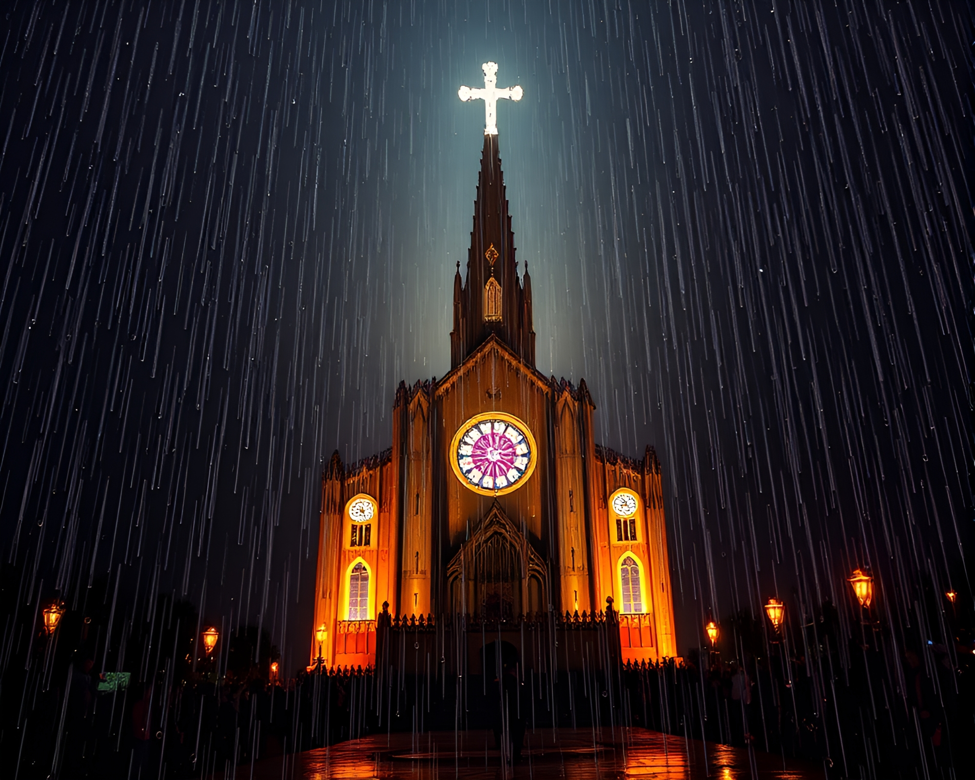 Surreal Laser Sword Rain Mosaic – free AI stock image