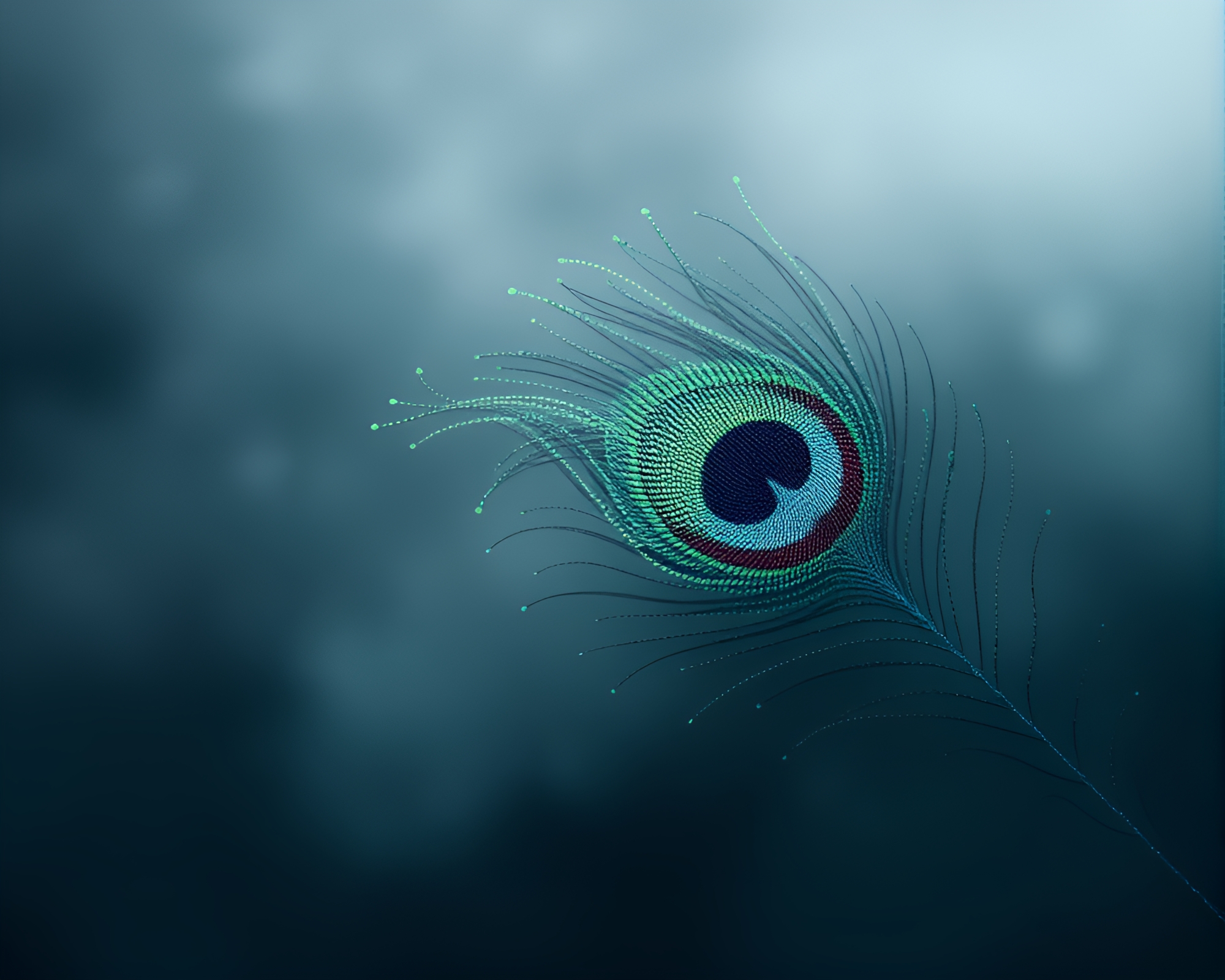 Misty Peacock Feather Gradient Mesh Composition – free AI stock image