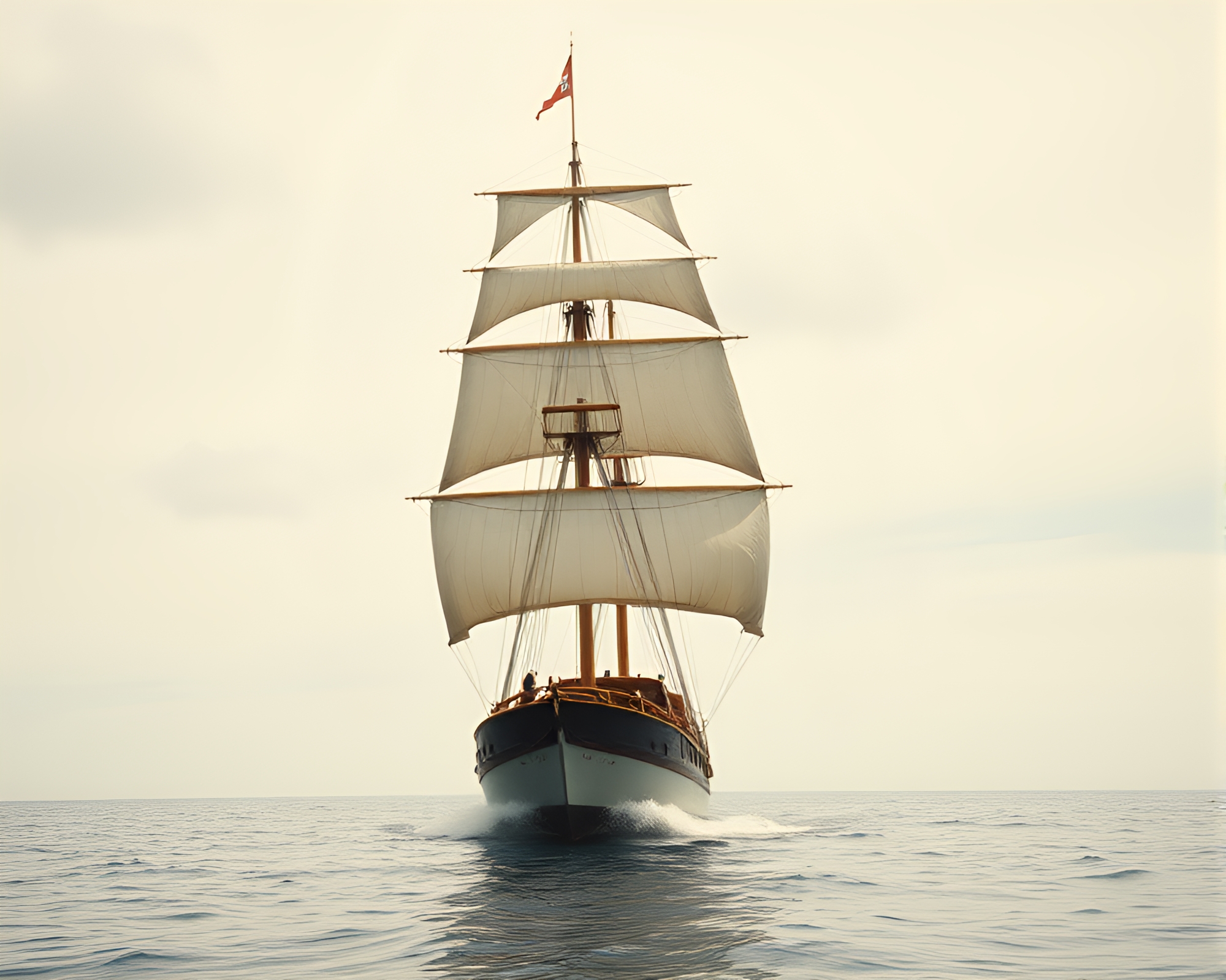 Classic Sailing Ship on Expired Film with Hair Simulation – free AI stock image