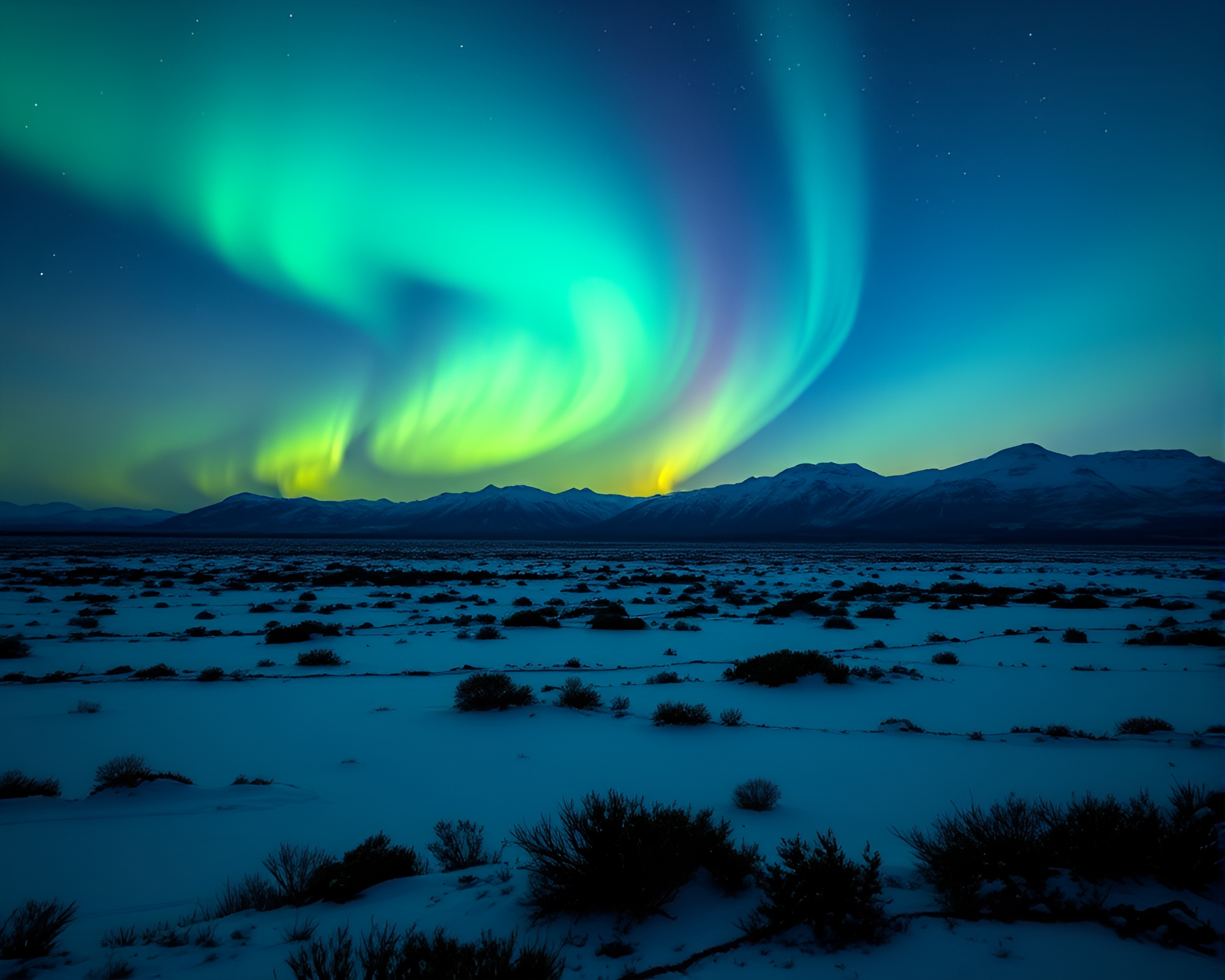 Rainbow Refraction in Bioluminescent Northern Tundra – free AI stock image