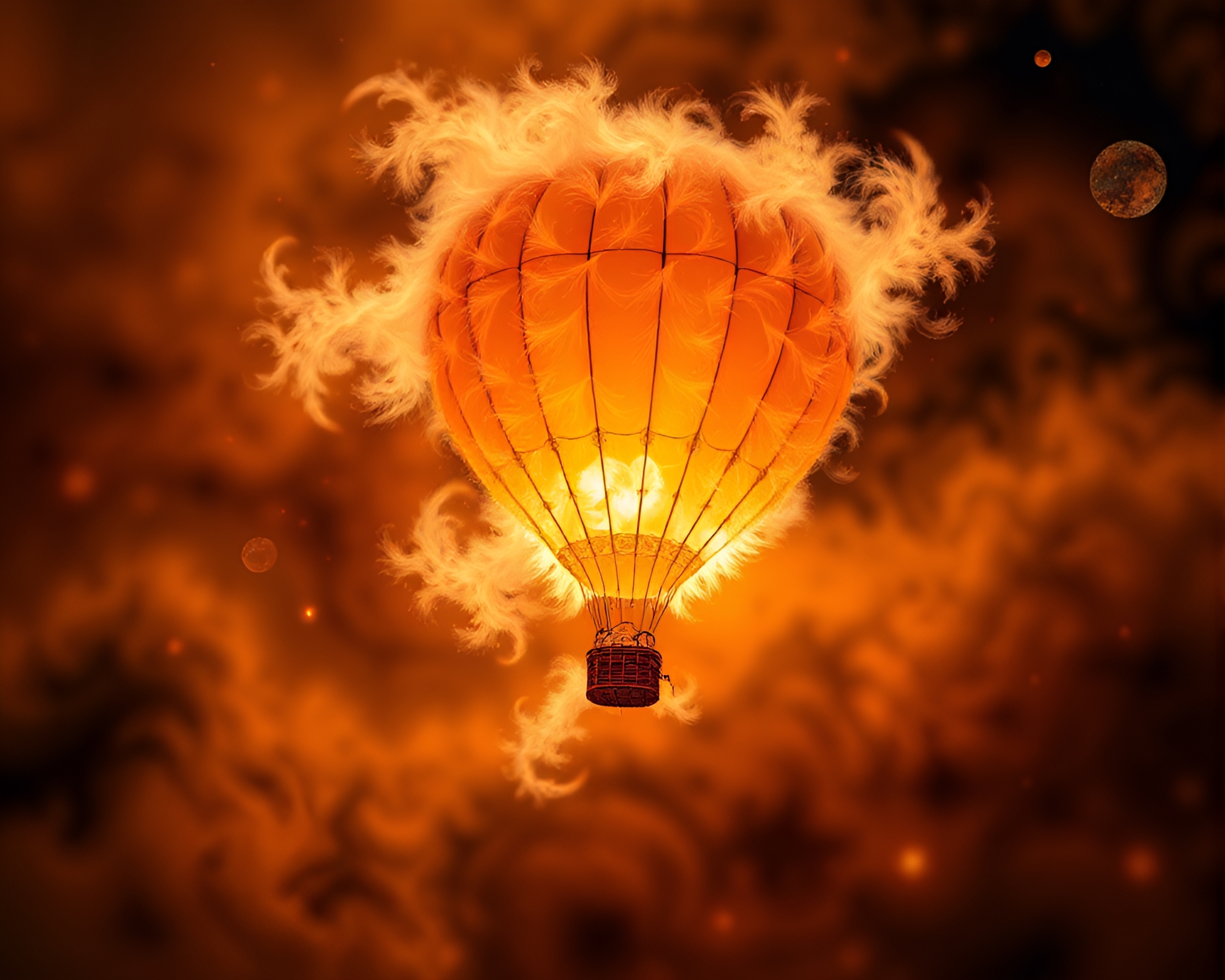 Feather Dusting Hot Air Balloon Fractal Art – free AI stock image