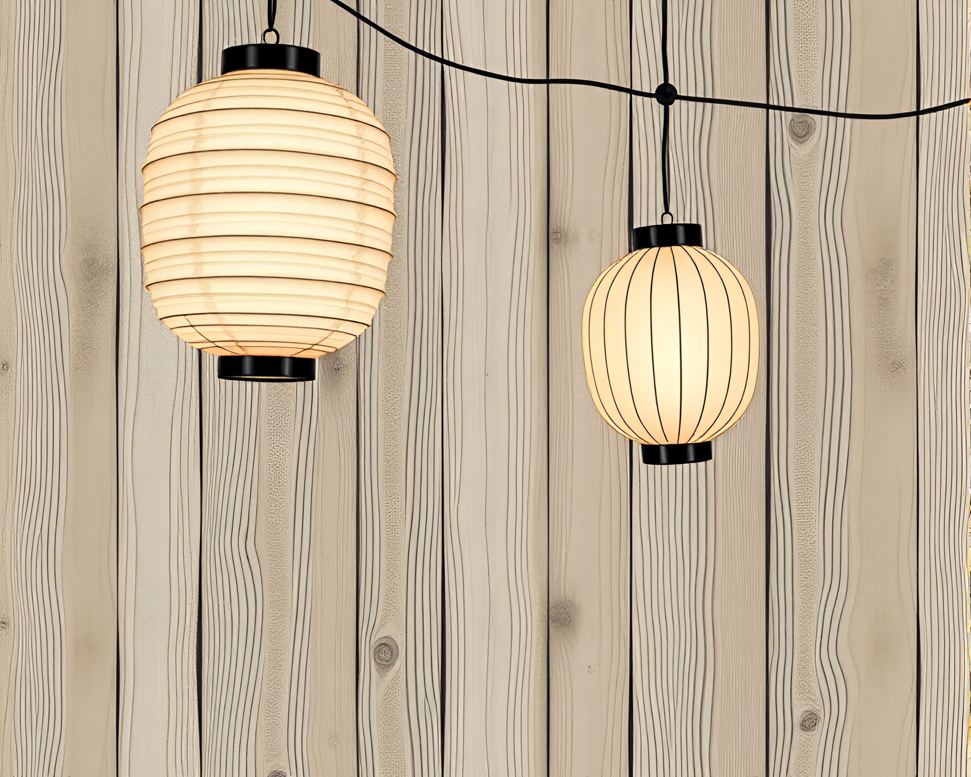 Manga-style Paper Lantern Amid Muted Pastels and Wood Grains – free AI stock image