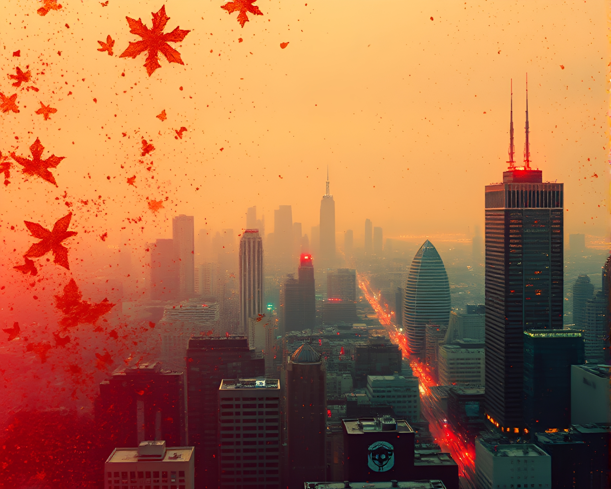 Ultraviolet Virtual Cityscape with Rust Flake Texture – free AI stock image