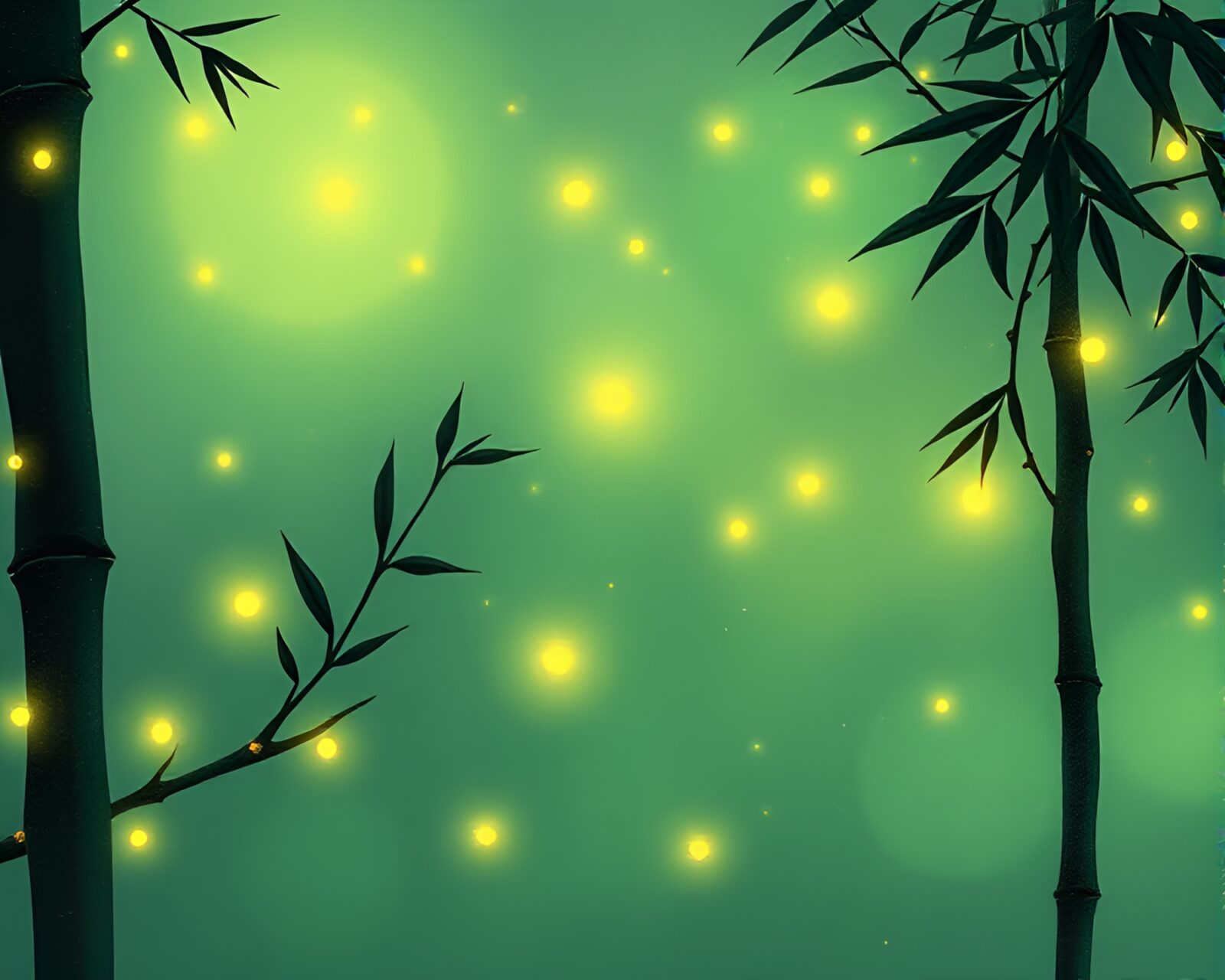 Fashion illustration of bamboo flute emitting phosphorescent shine