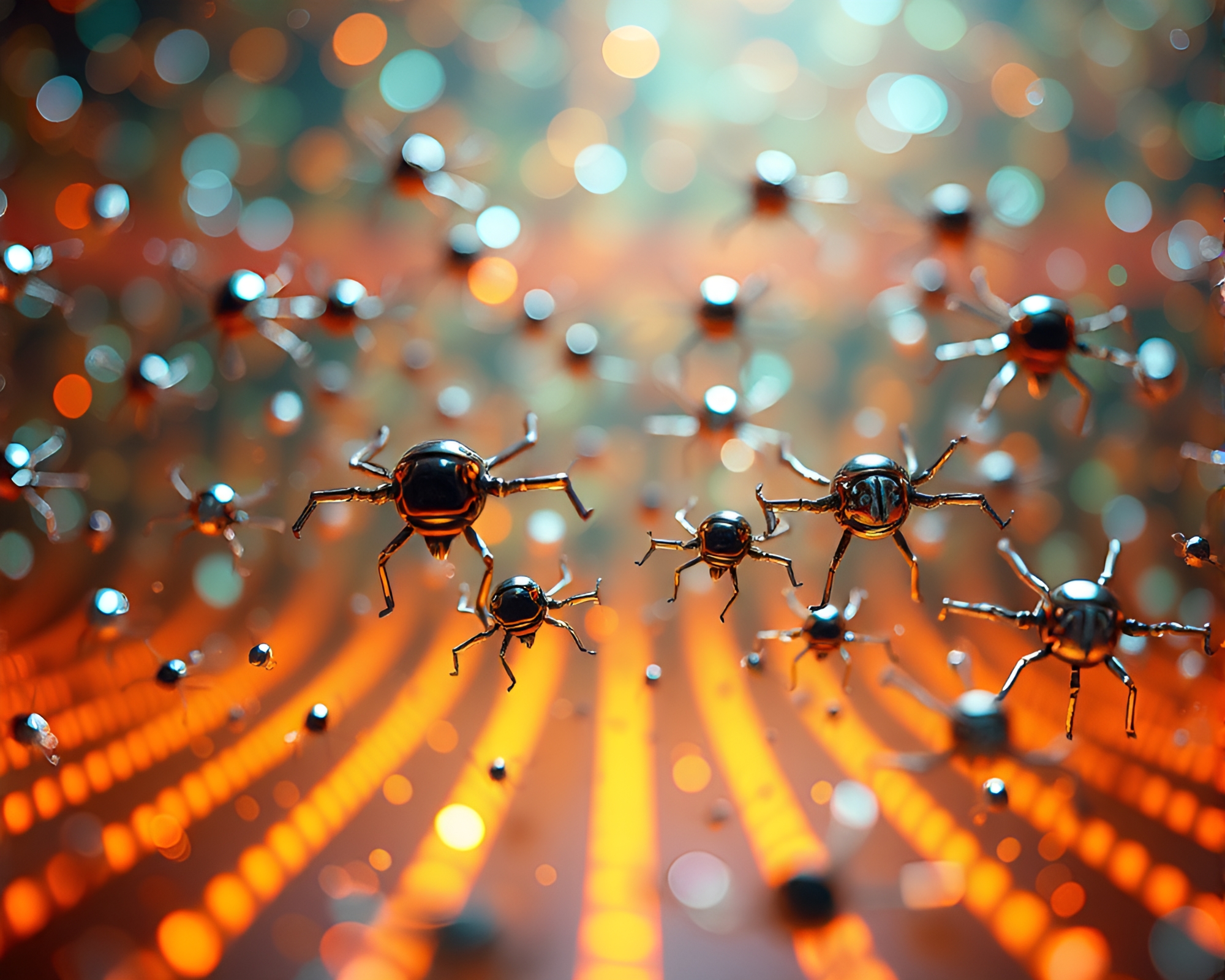 Swarming Nanobots in Striped Subsurface Scattering – free AI stock image