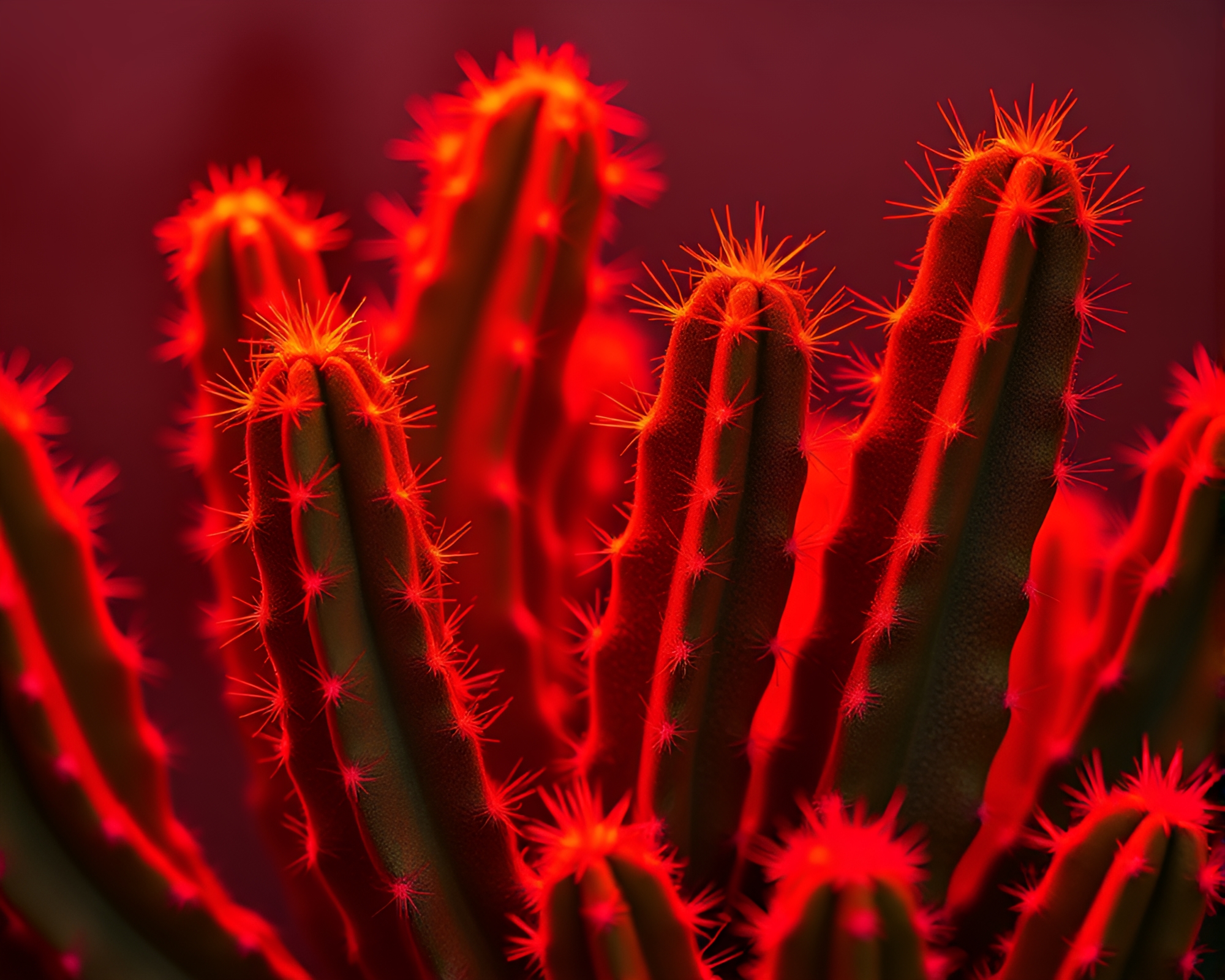 Vibrant Neon Desert Cactus Embroidery – free AI stock image