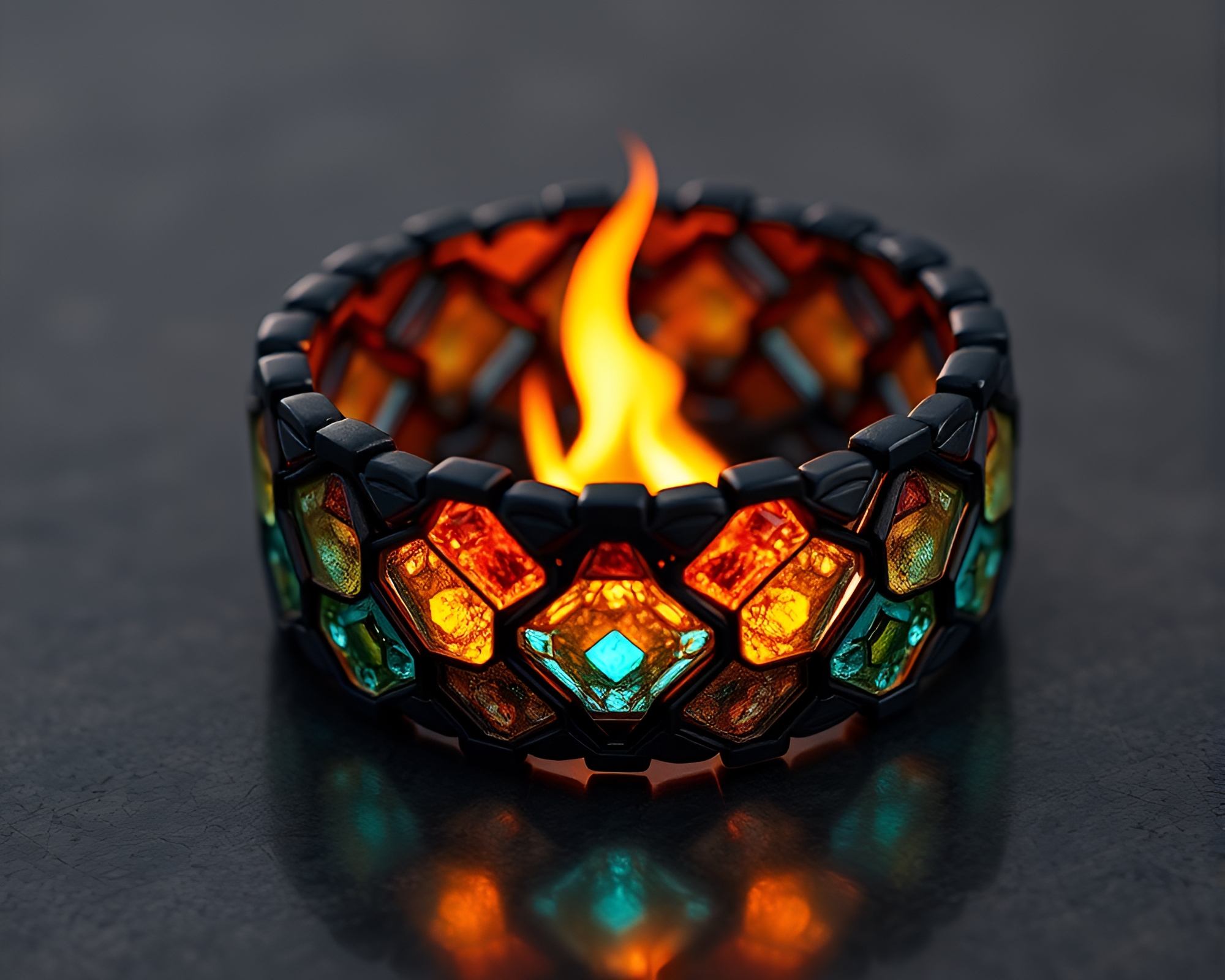 Hexagonal Tiling Bracelet Bonfire Warmth AI Style Composition – free AI stock image