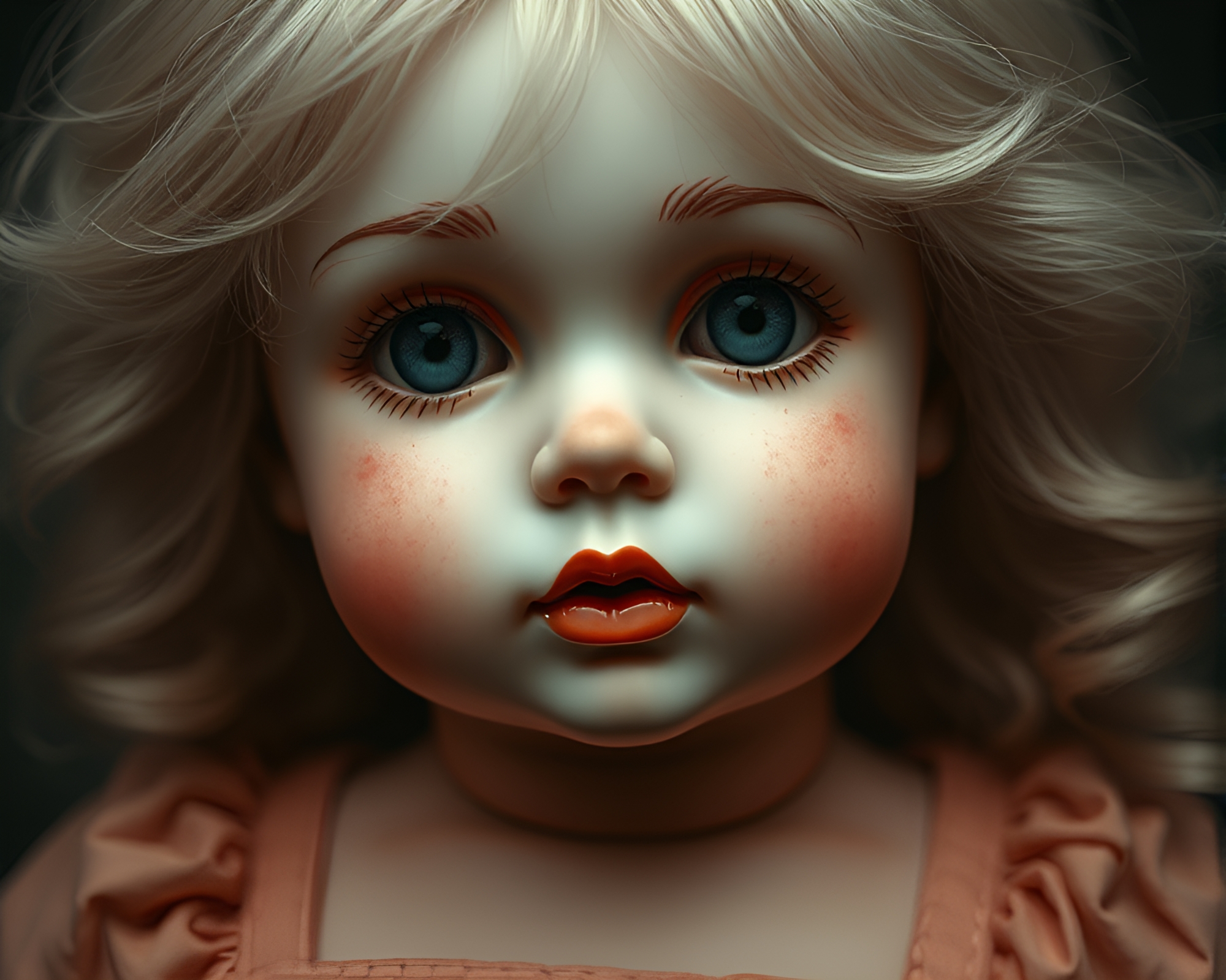 Twilight Porcelain Doll Blueprint with Mildew Spots – free AI stock image