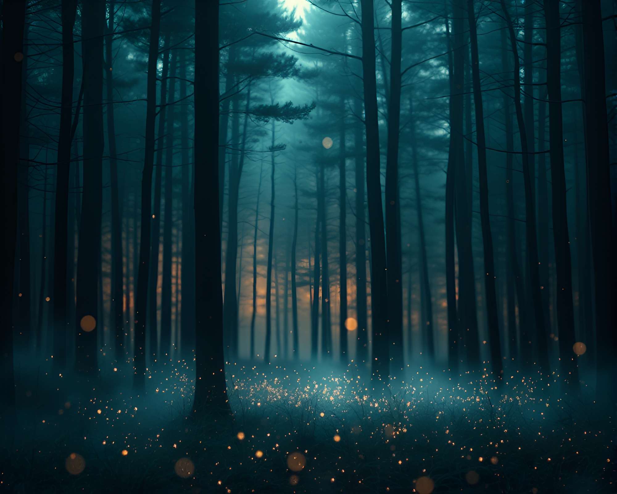 Enchanting Forest Depth Layering Line Art Illustration – free AI stock image