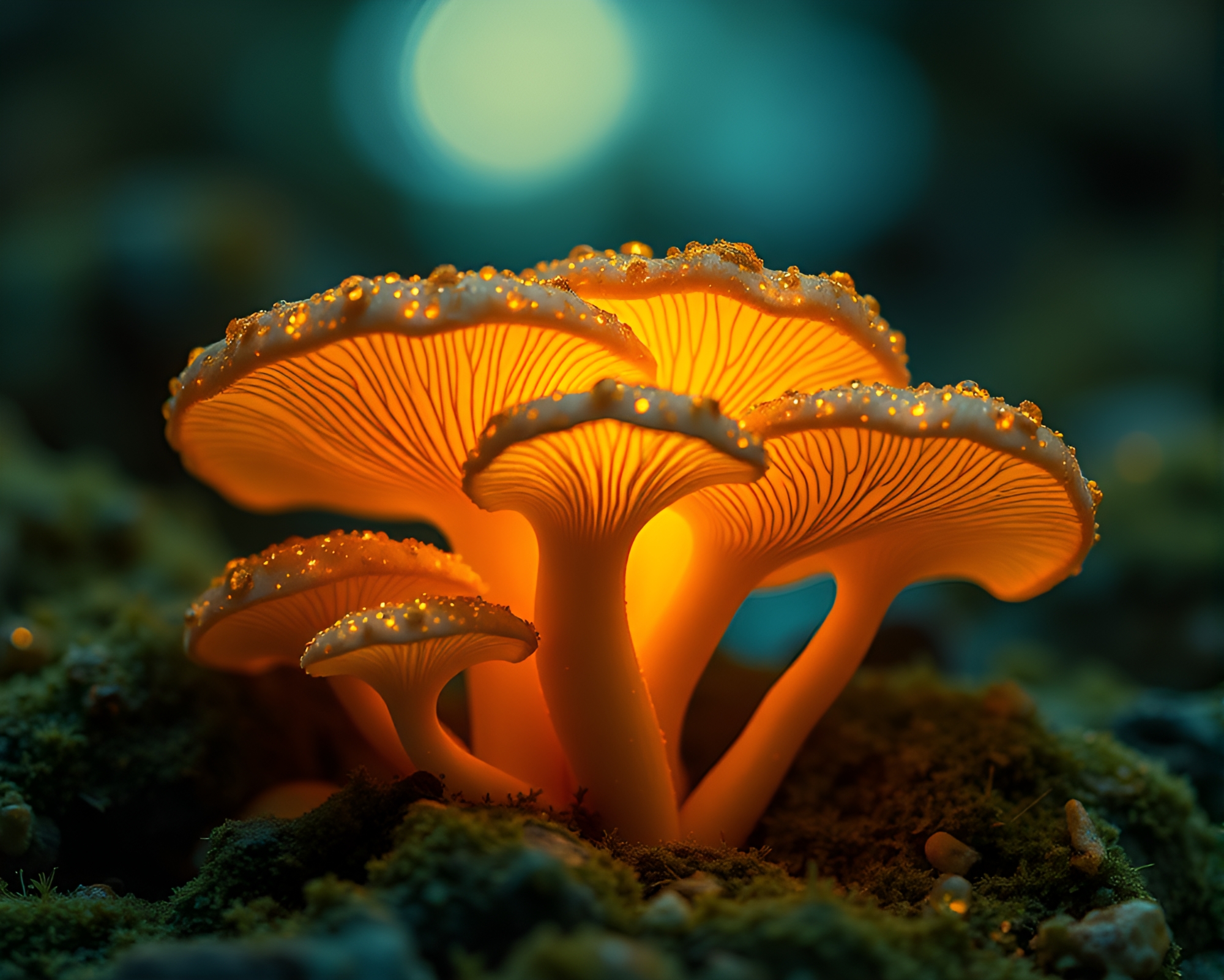 Enchanted Forest: Neon Mushroom Glow in 90s Grunge Style – free AI stock image