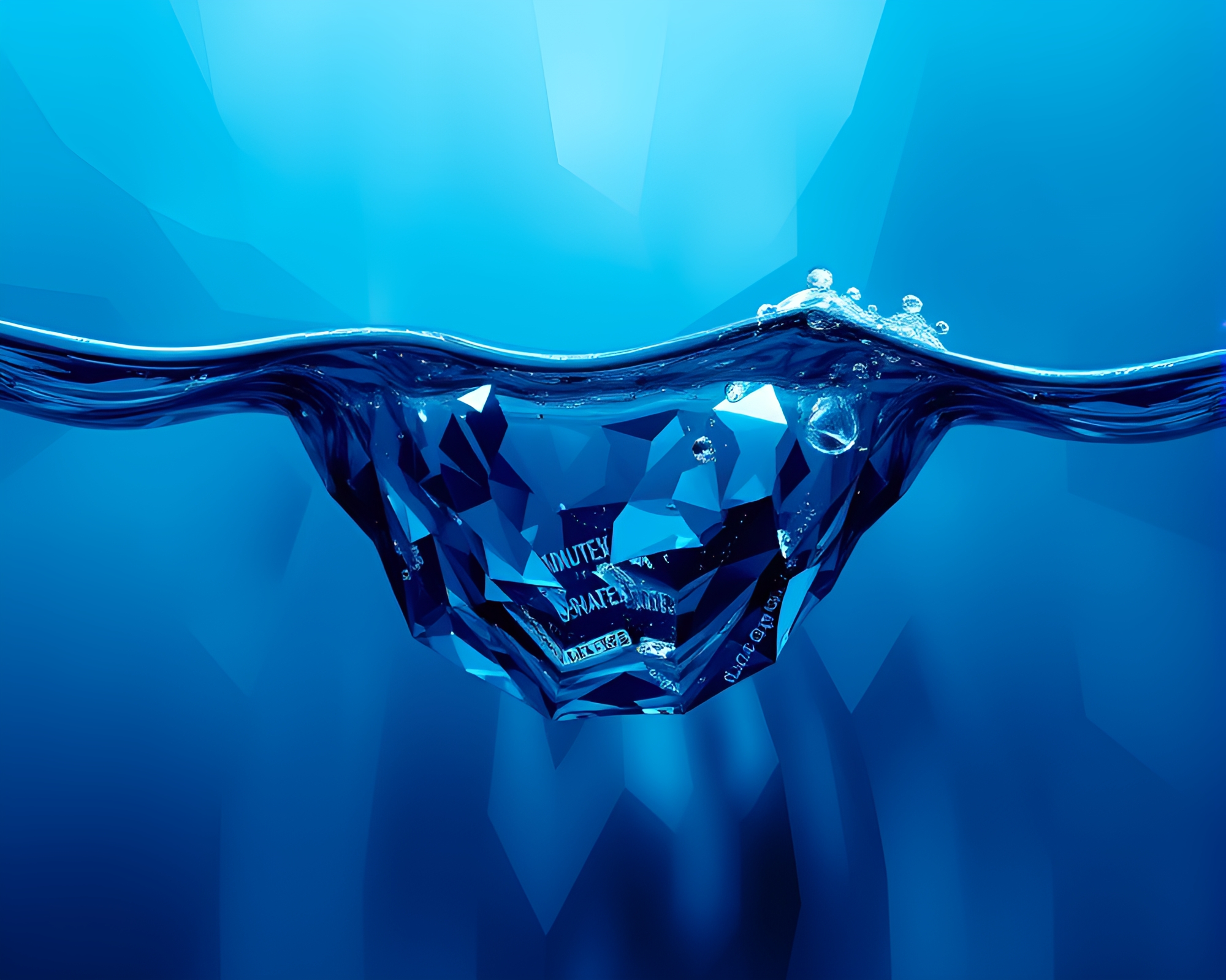Cubist Submarine Submerged in Sapphire Waters – free AI stock image