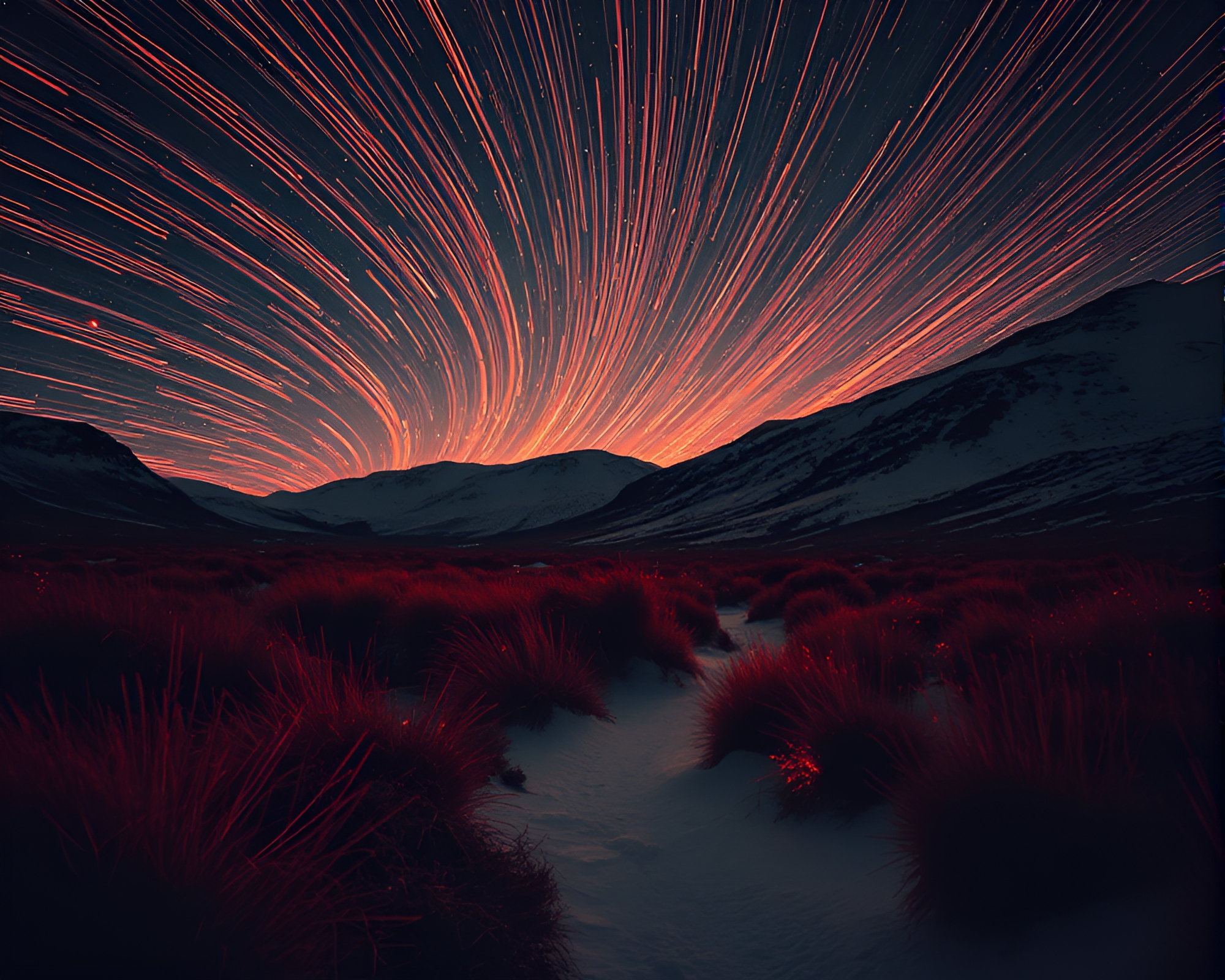 Northern Tundra Sparkler Show in Manga Style – free AI stock image