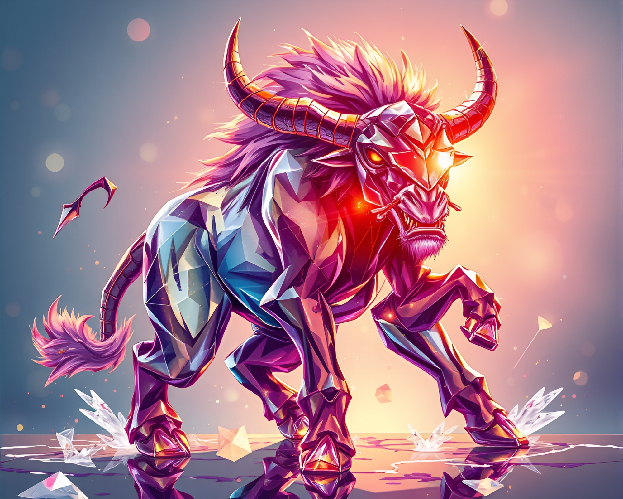 Ethereal Minotaur through Glass Distortion – free AI stock image