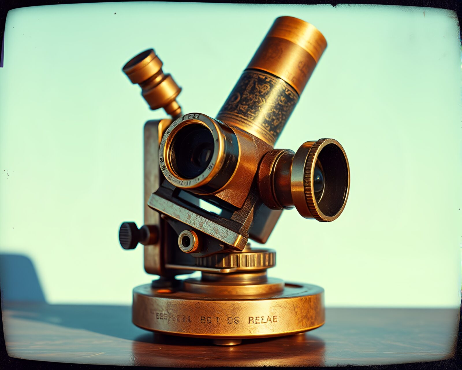 Vintage Polaroid of a CGI Antique Sextant with Acrylic Splatters