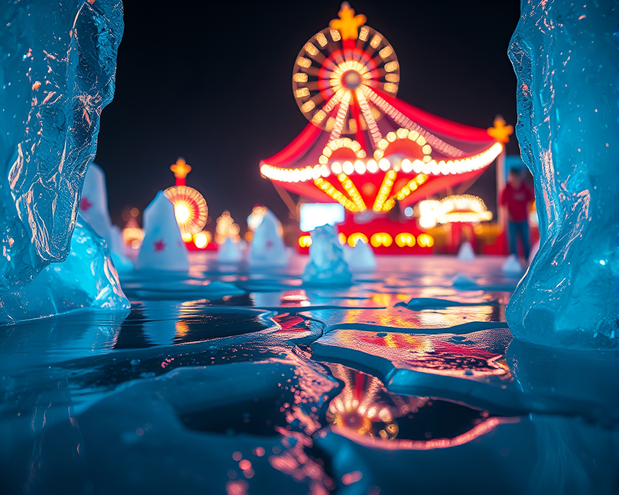 Surreal Ice Carnival: Procedural Texture Dreamscape – free AI stock image
