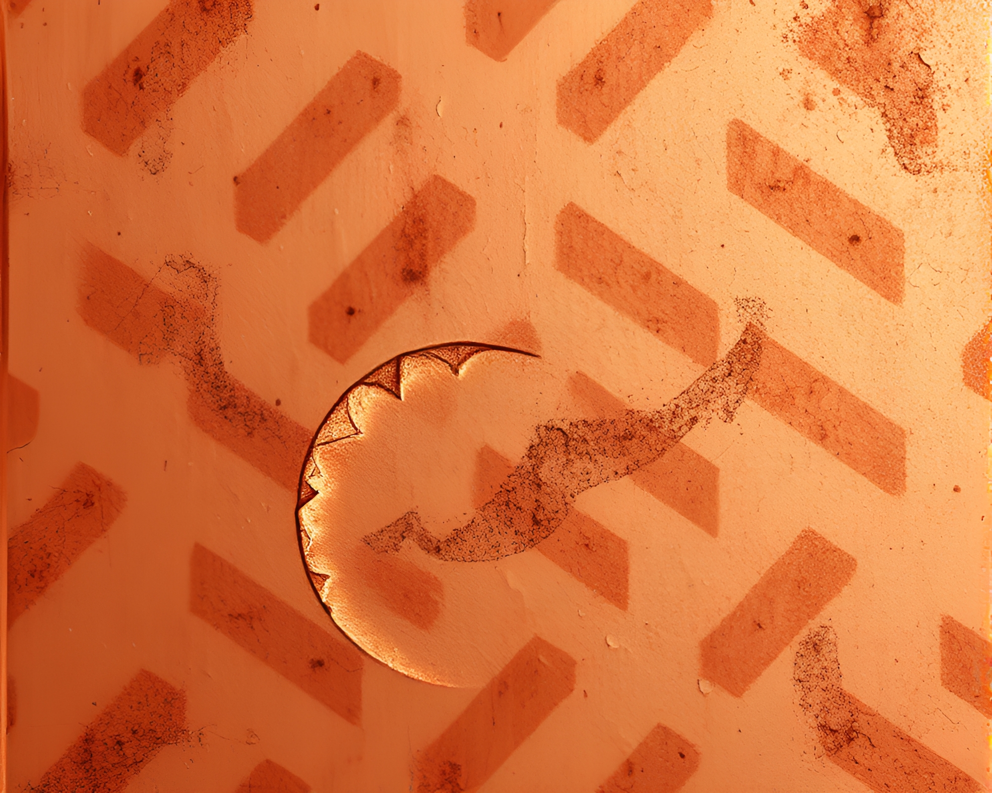 Whale Emergence in Rose Gold Rust Flake Texture – free AI stock image