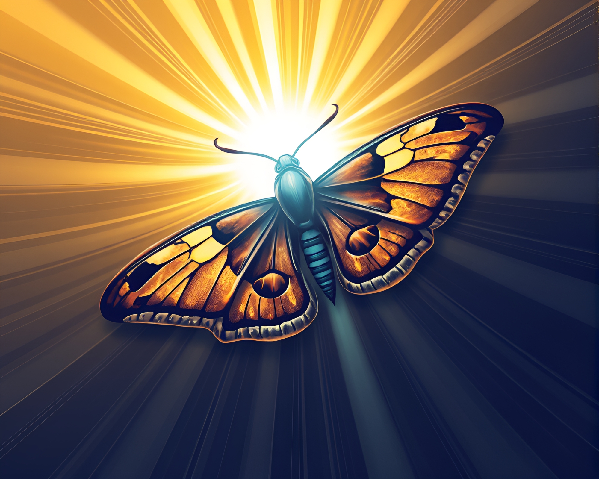 Moth Spiral in Sunbeam Vector Art – free AI stock image