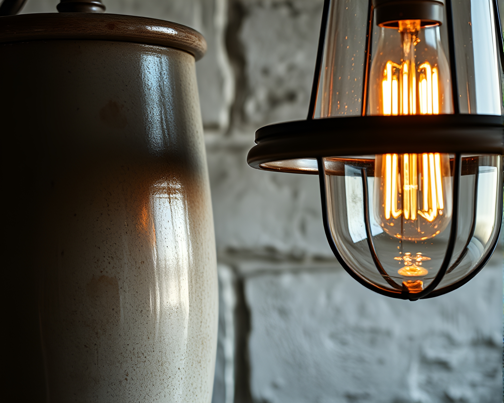 Rustic Pottery Vase in Library Lamp Light – free AI stock image