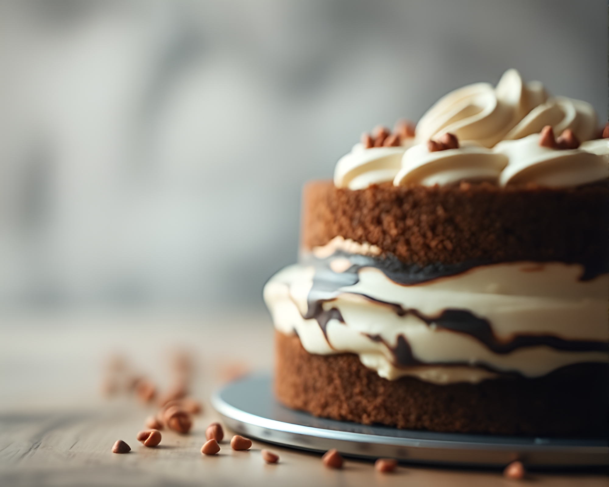 Elegant Marbled Cake in Duotone Bokeh Forest – free AI stock image