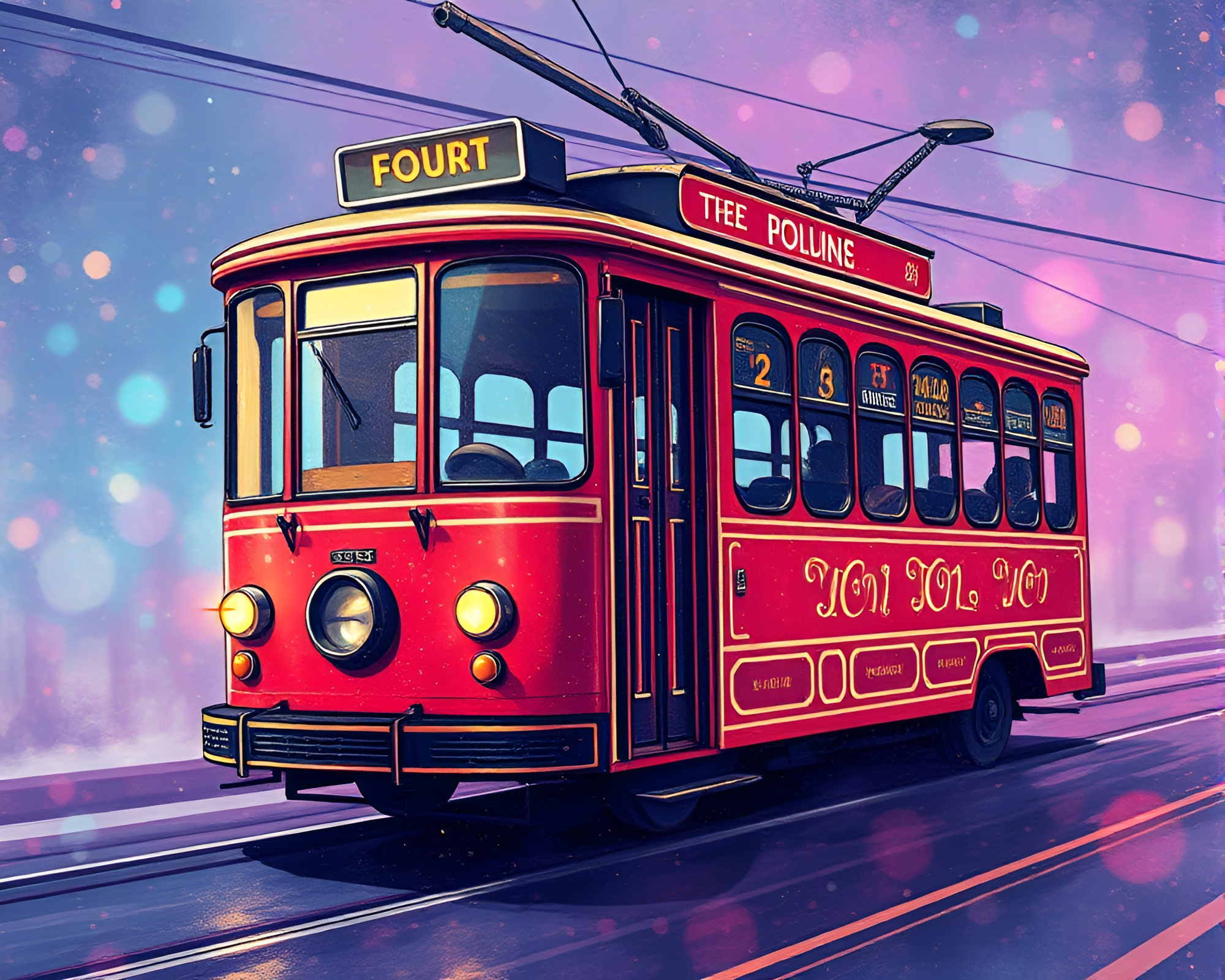Steampunk Cable Car Hologram Specks Illustration – free AI stock image