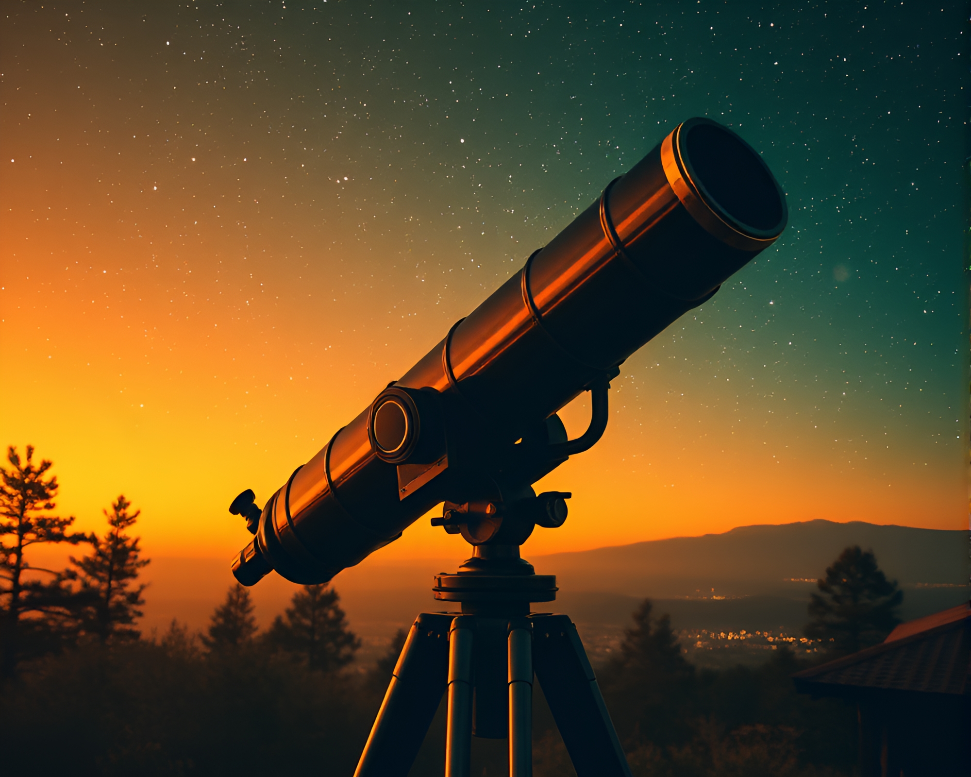 Retro Futurism Telescope in Savannah Glow – free AI stock image