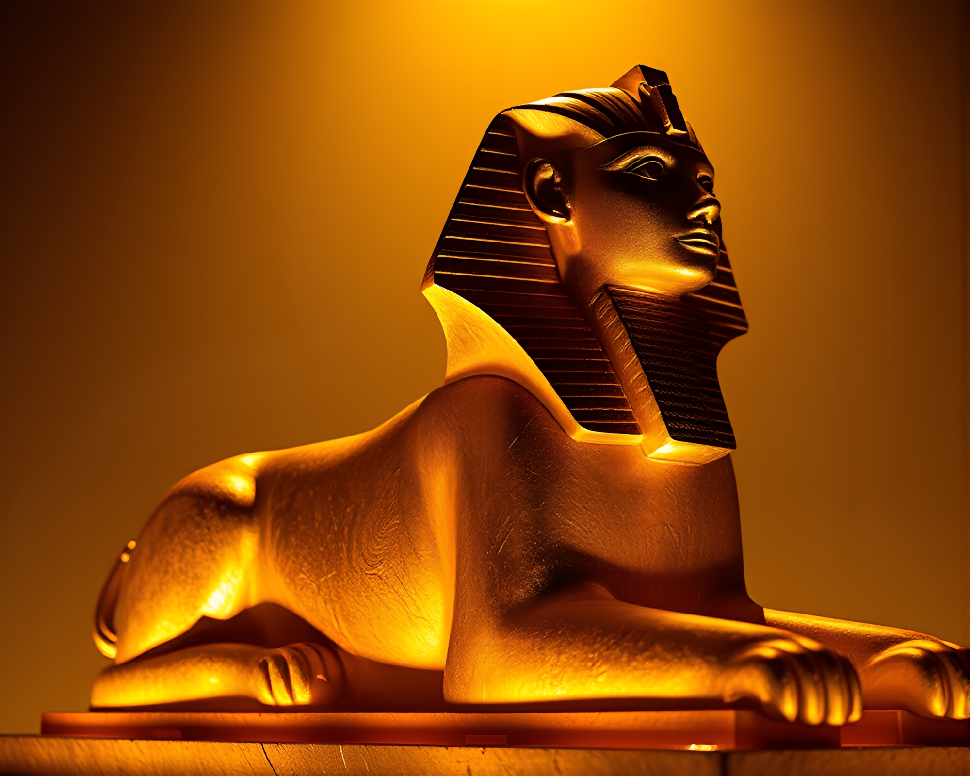Majestic Sphinx Statue with Gold Foil Highlights – free AI stock image