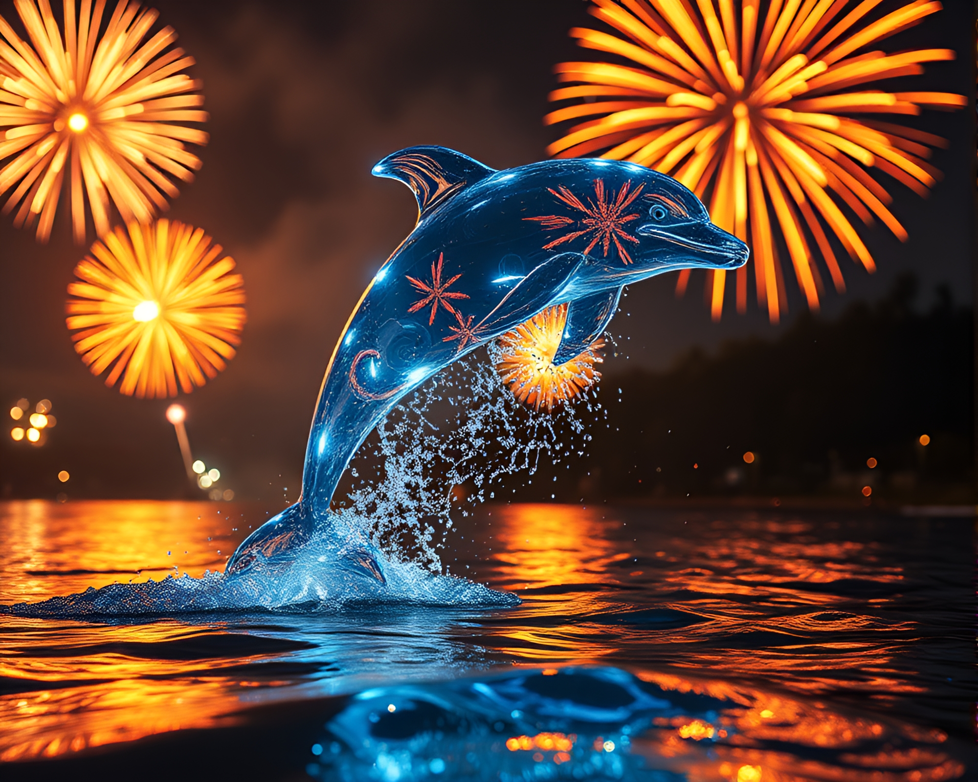 Glass Distorted Amazon River Dolphin Festival Fantasy – free AI stock image