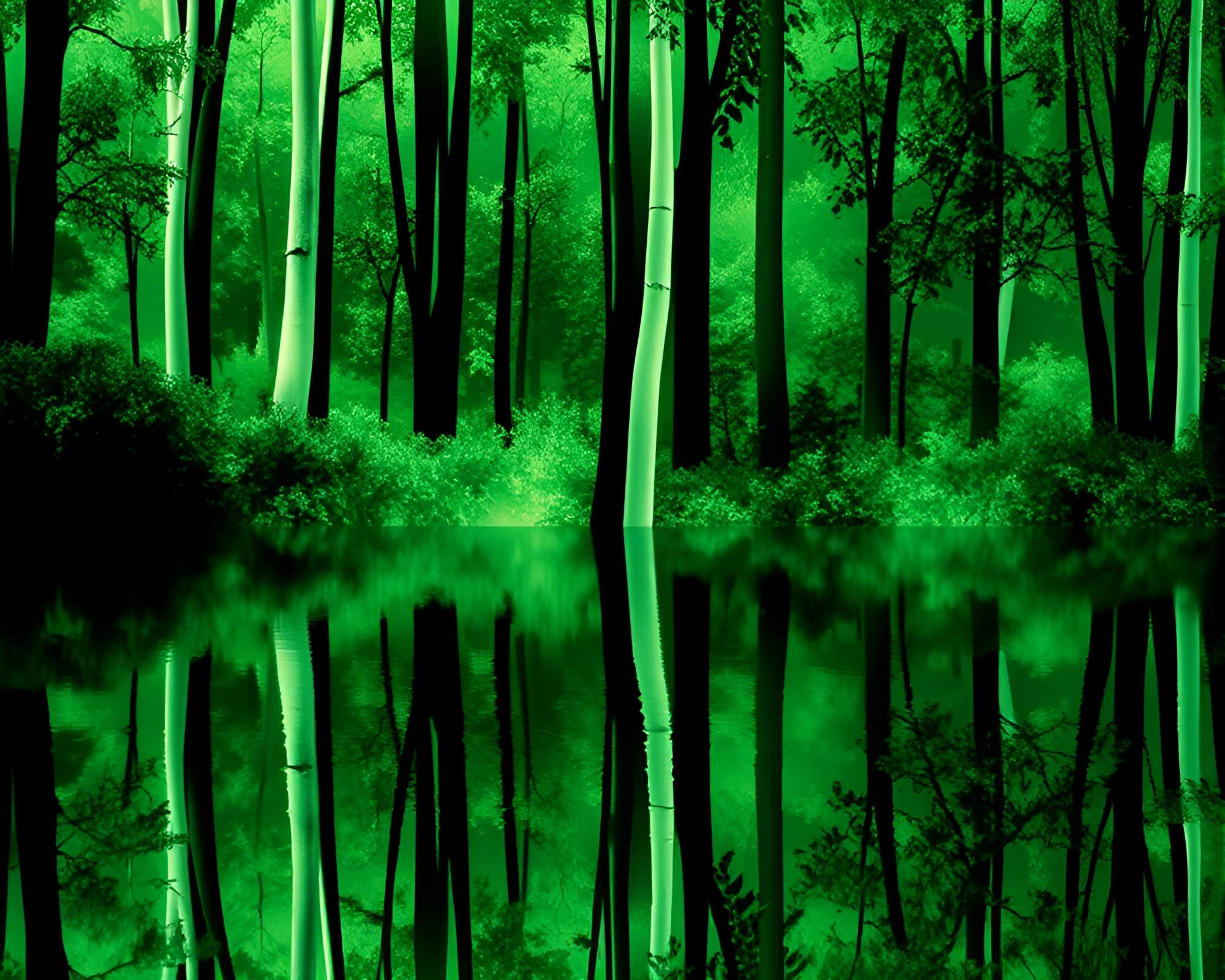 Zebra Reflected in Lush Green Forest Pond – free AI stock image