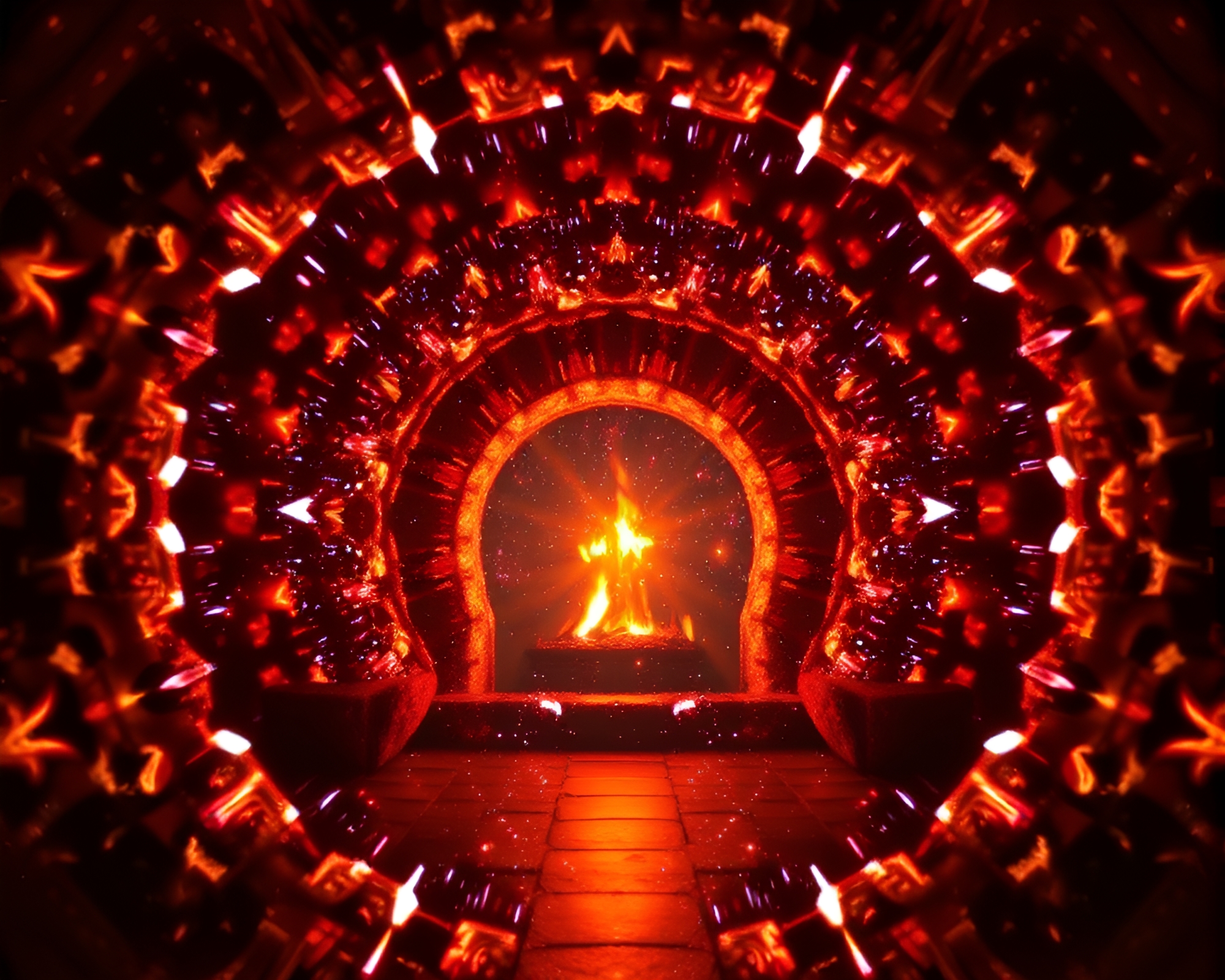 Multiverse Portal with Radial Symmetry and 80s VHS Style – free AI stock image