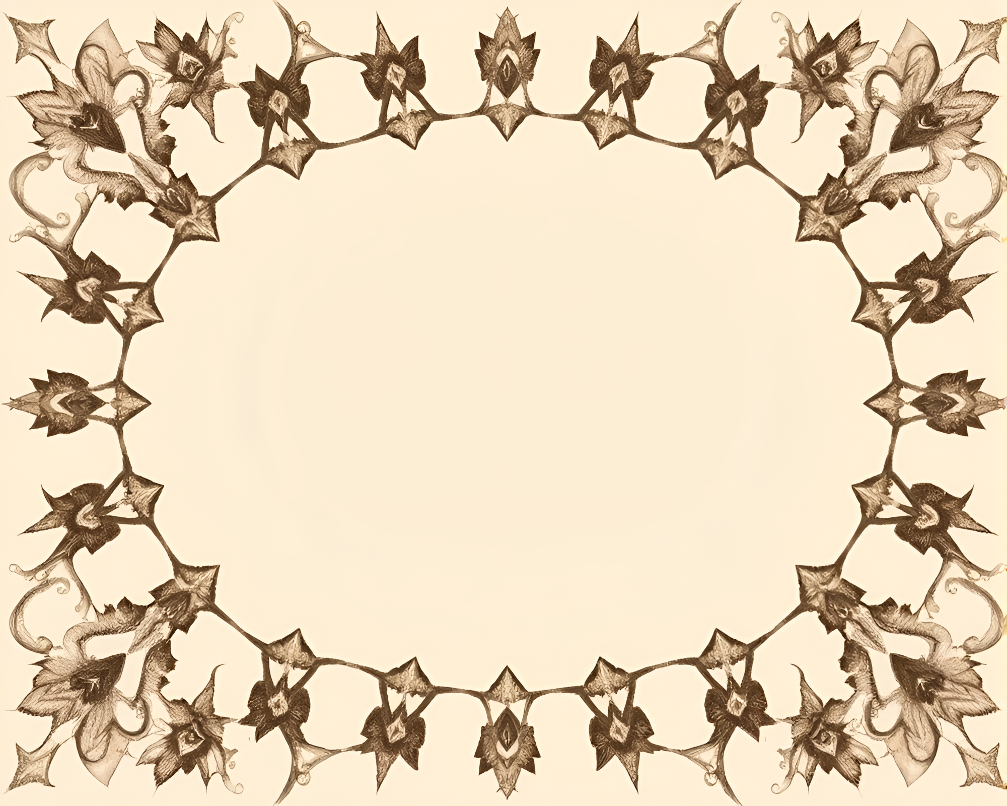 Sepia Kaleidoscope Vignette Sketch – free AI stock image